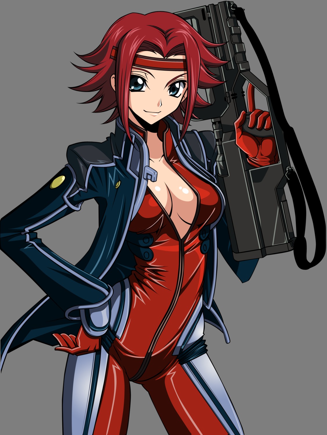 bodysuit cleavage code_geass gun kallen_stadtfeld no_bra transparent_png vector_trace