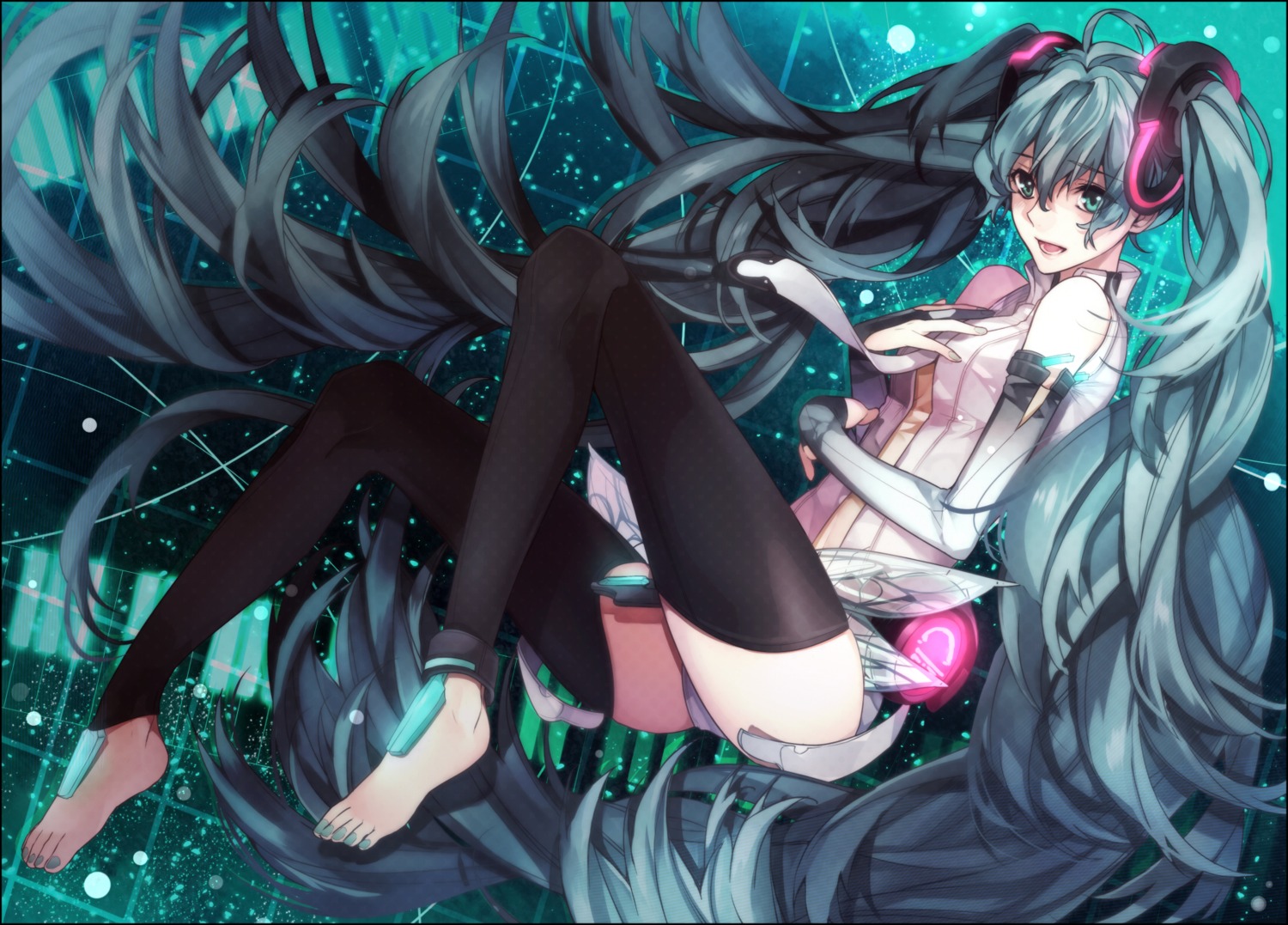 feet hatsune_miku miku_append thighhighs toya_kure vocaloid