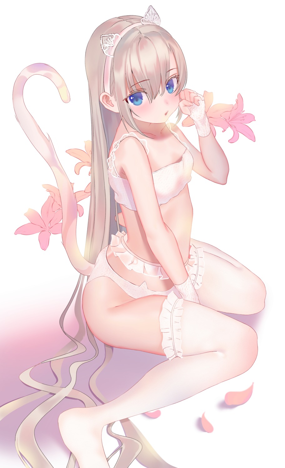 animal_ears bra inushima lingerie nekomimi pantsu tail thighhighs