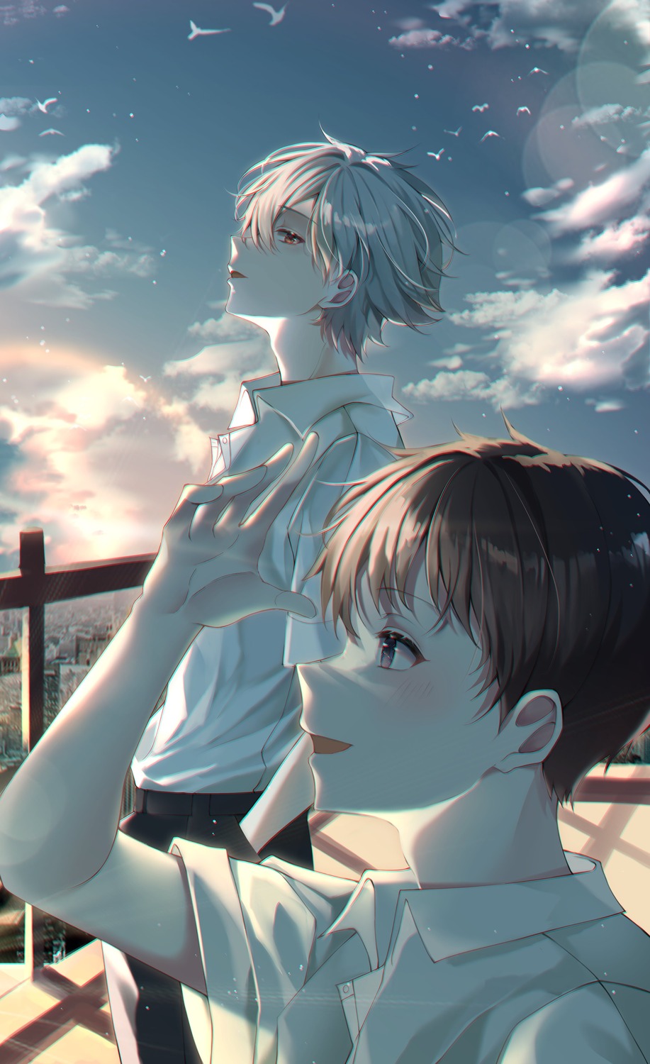 duyu ikari_shinji male nagisa_kaworu neon_genesis_evangelion seifuku