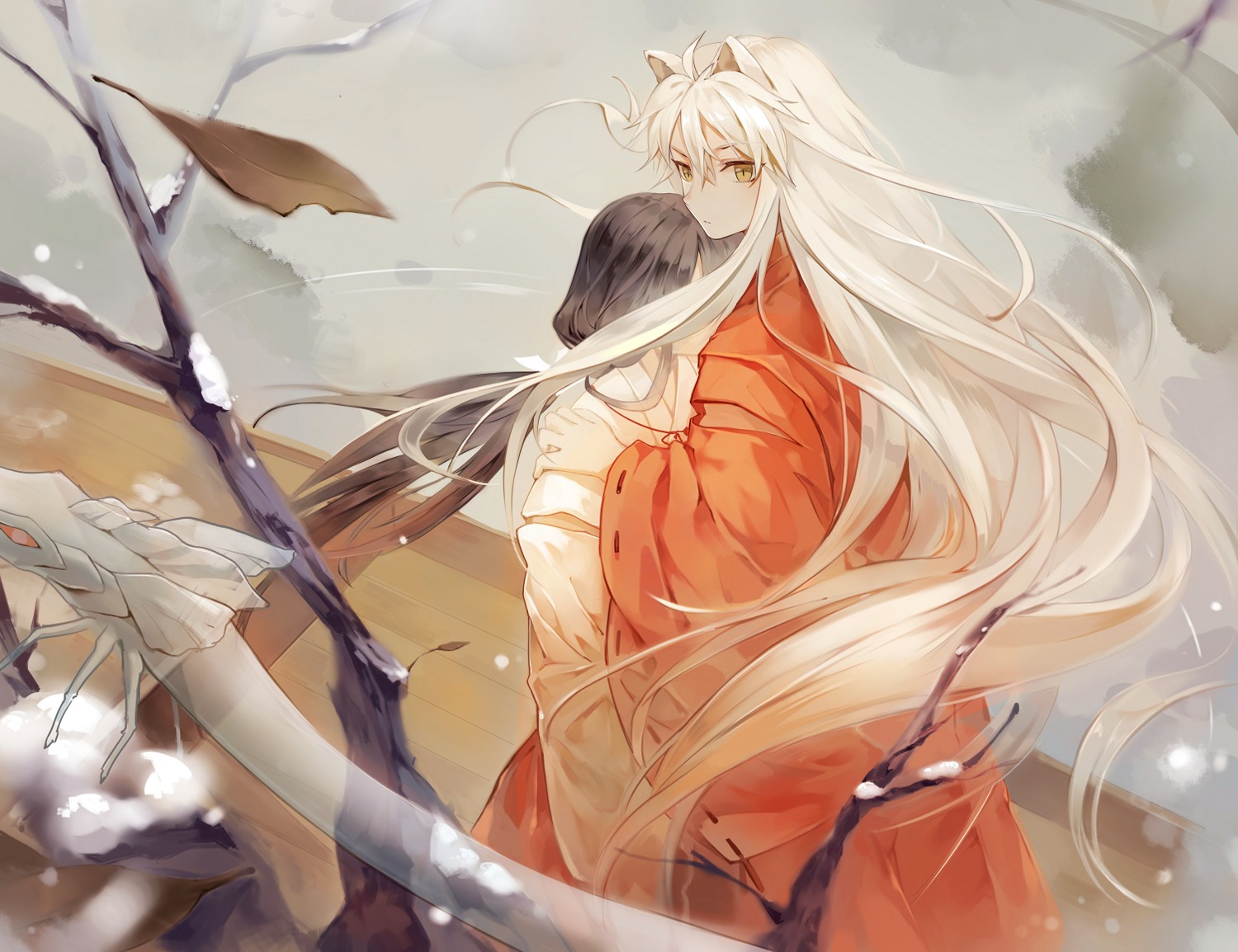 animal_ears inuyasha inuyasha_(character) j-rin kikyou_(inuyasha) kimono miko