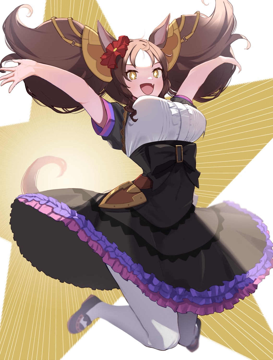 animal_ears marvelous_sunday_(umamusume) pantyhose sansaisoba skirt_lift tail uma_musume_pretty_derby