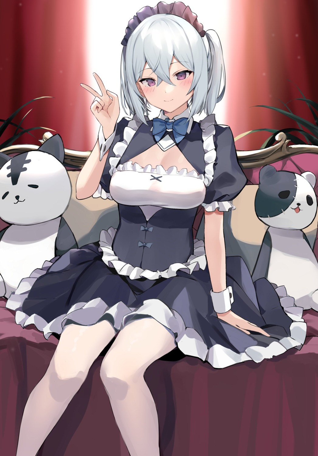 cleavage dress maid neko pantyhose ryou_(ponpgo)