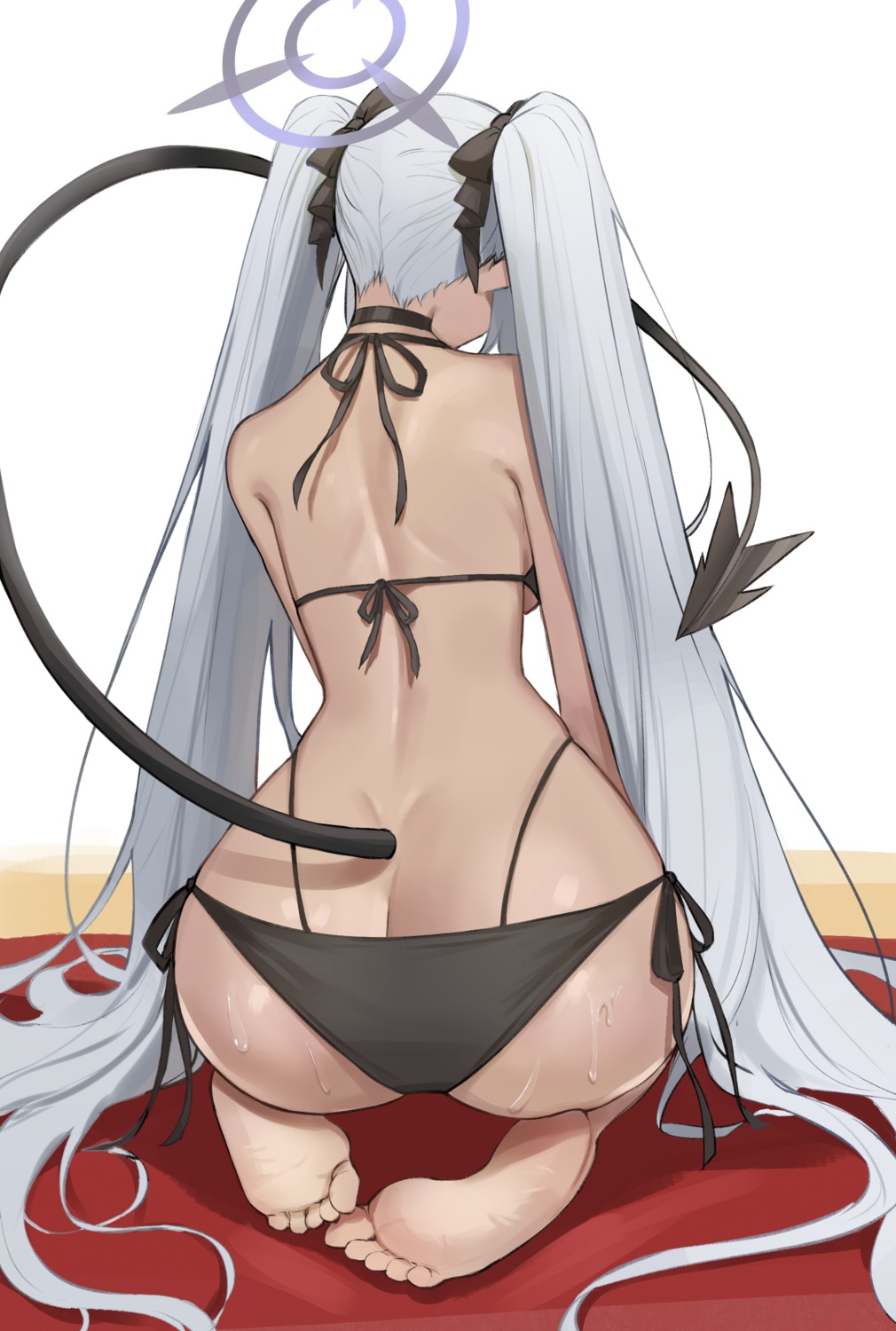 ass bikini blue_archive feet halo hovaku shiromi_iori swimsuits tail