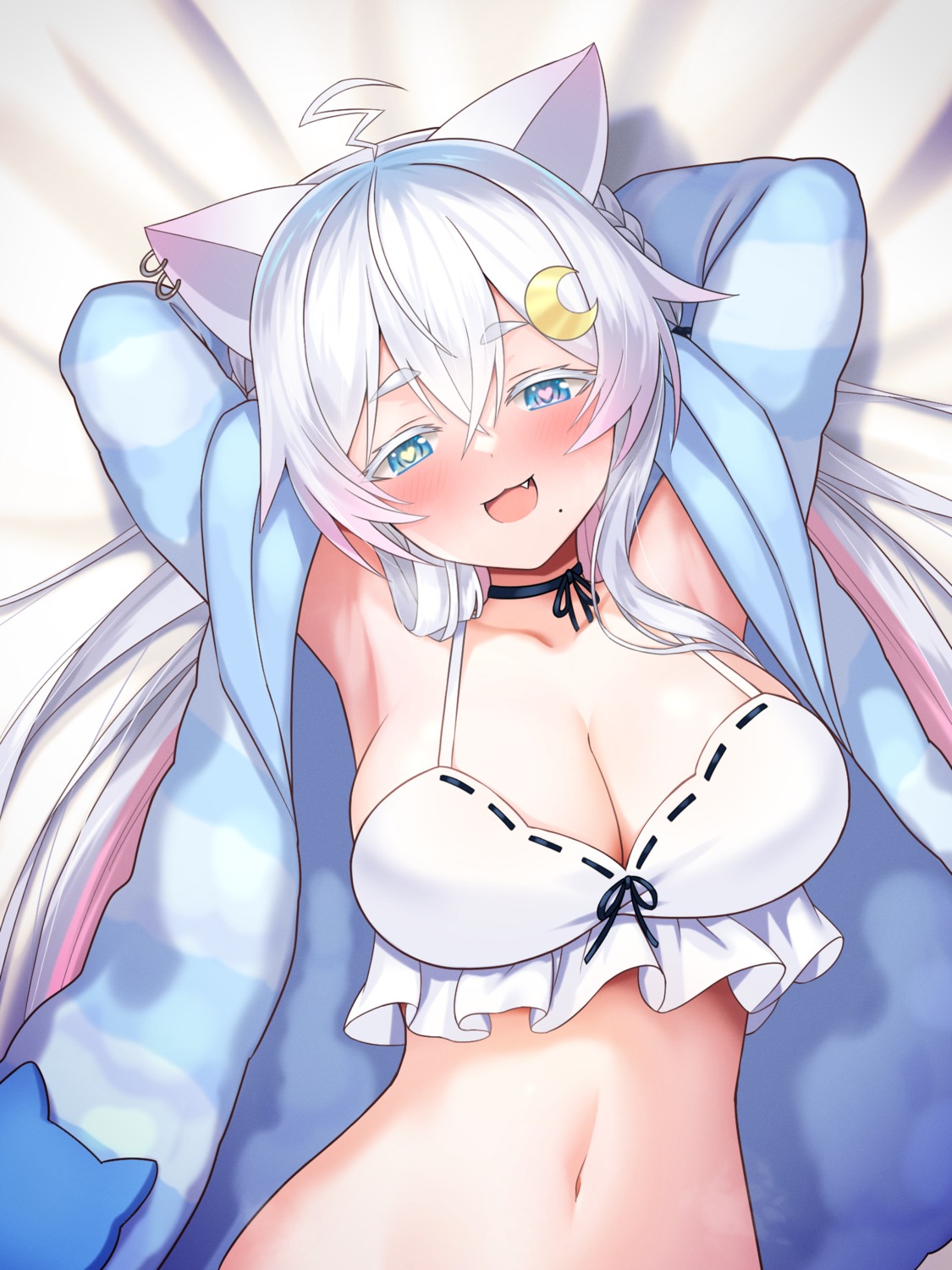 animal_ears bettle_(b_s_a_n) bra nekomimi open_shirt