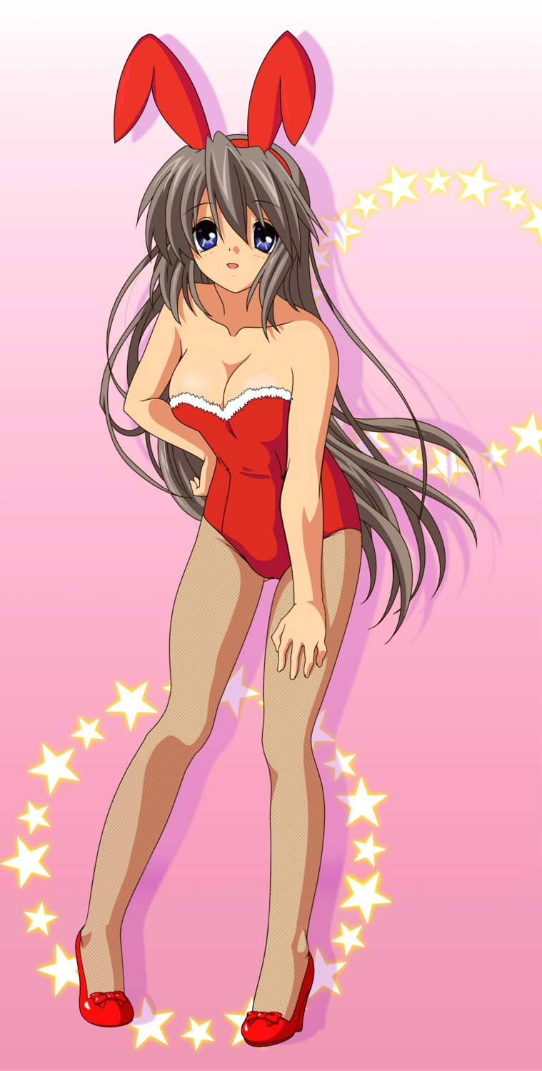 animal_ears bunny_ears bunny_girl christmas clannad cleavage photoshop sakagami_tomoyo vector_trace