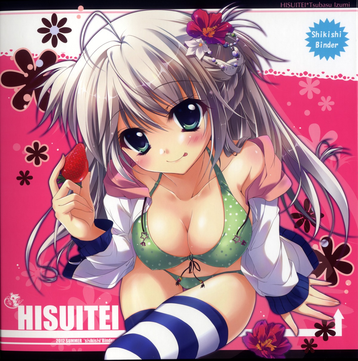 bikini cleavage erect_nipples hisuitei izumi_tsubasu swimsuits thighhighs