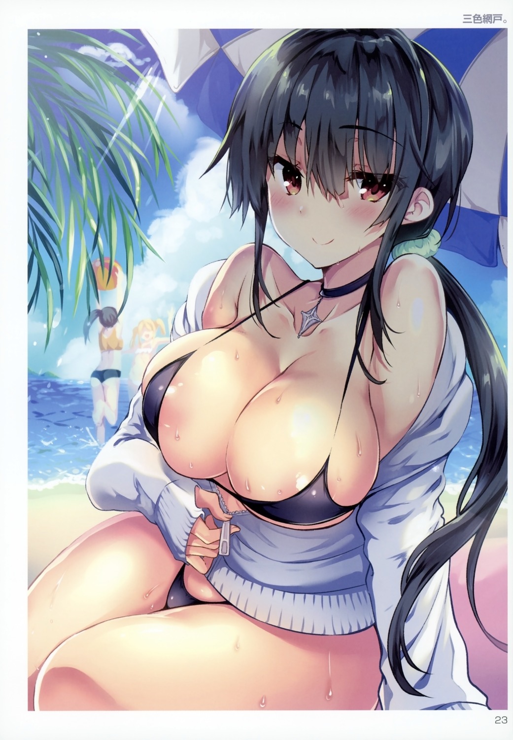 areola bikini open_shirt sansyoku_amido. swimsuits undressing