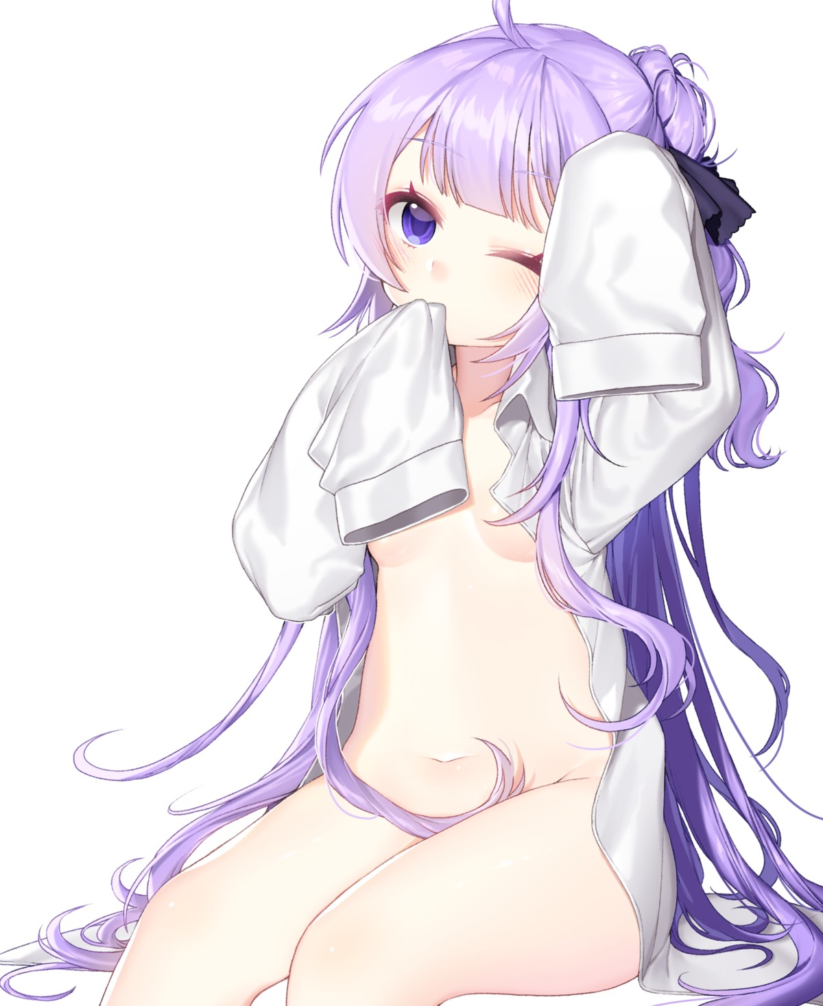 azur_lane bottomless dress_shirt ia_(ias1010) loli no_bra open_shirt unicorn_(azur_lane)