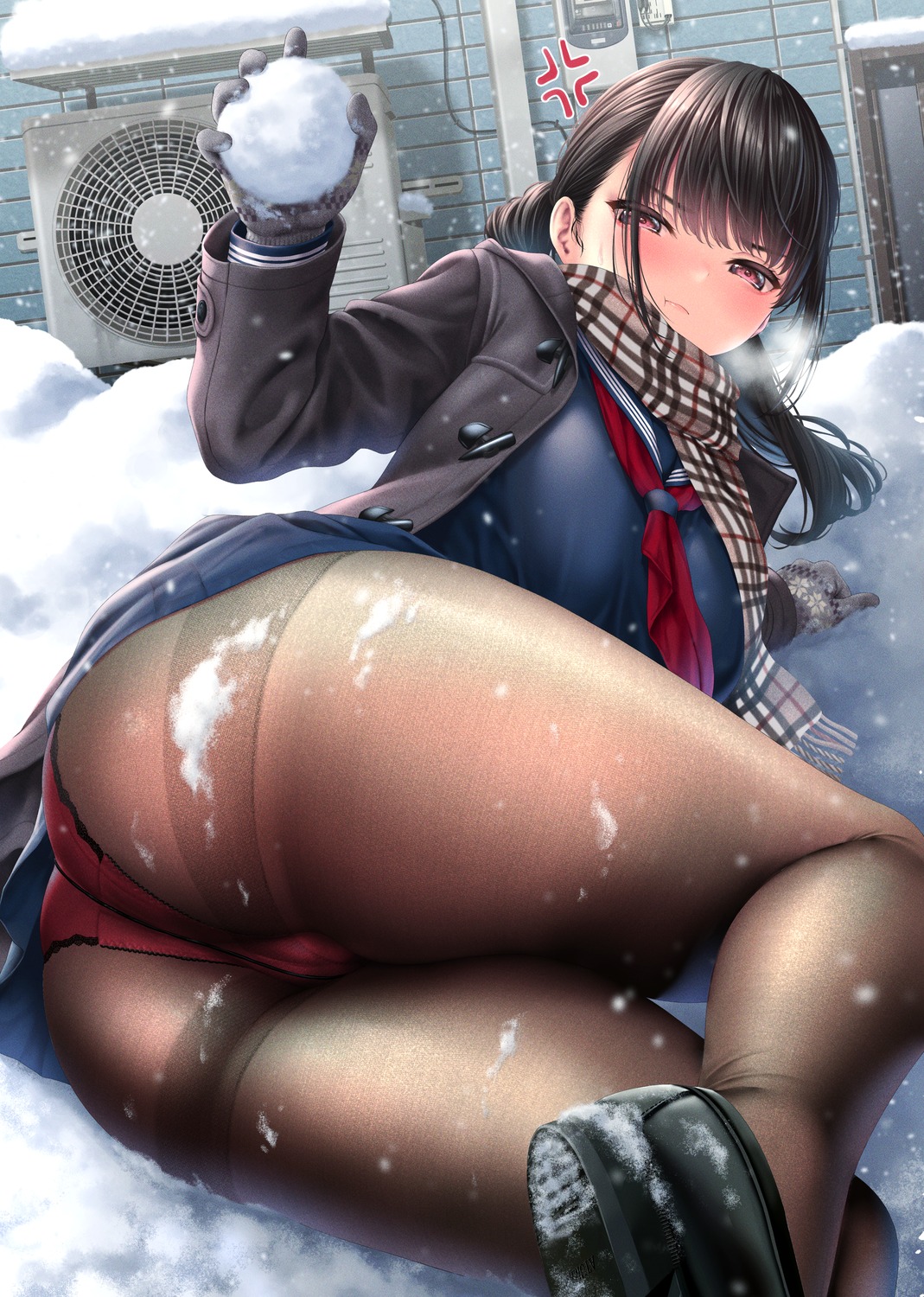 ass cameltoe kase_daiki pantsu pantyhose seifuku skirt_lift