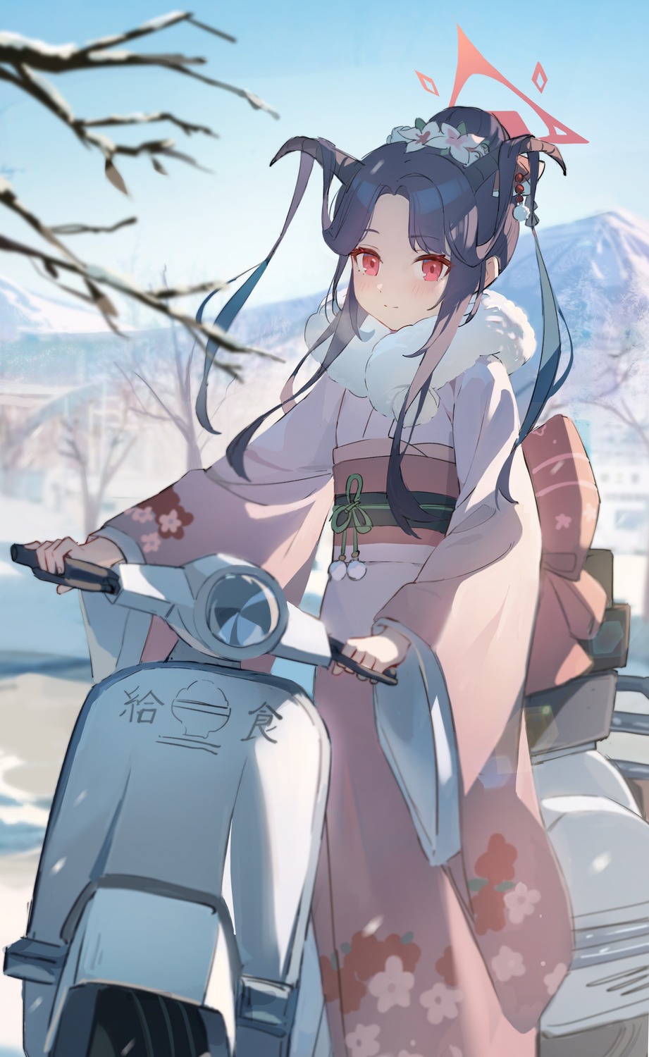 aikiyo_fuuka bilibilida blue_archive halo horns kimono