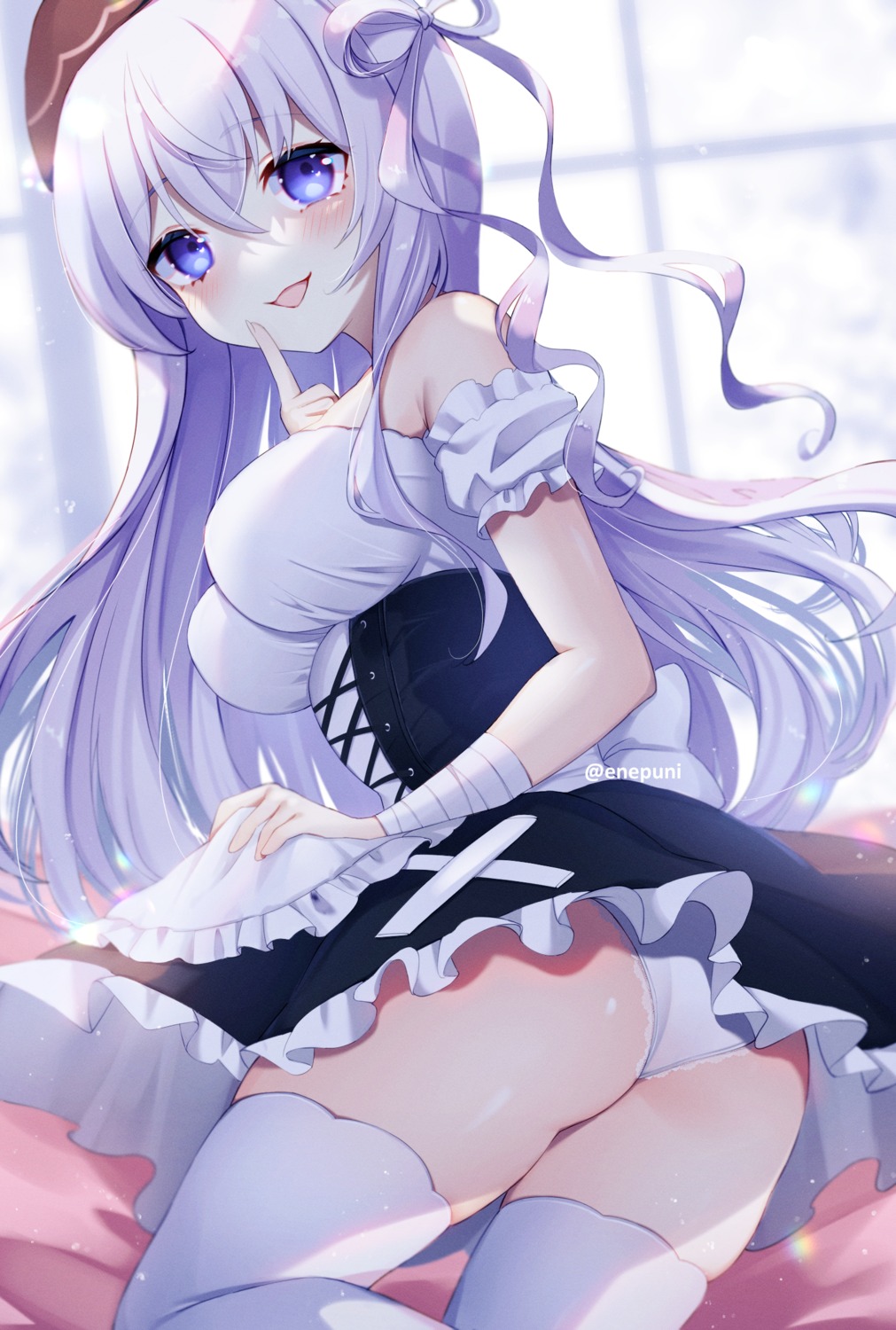 ass maid pantsu skirt_lift tagme thighhighs thong