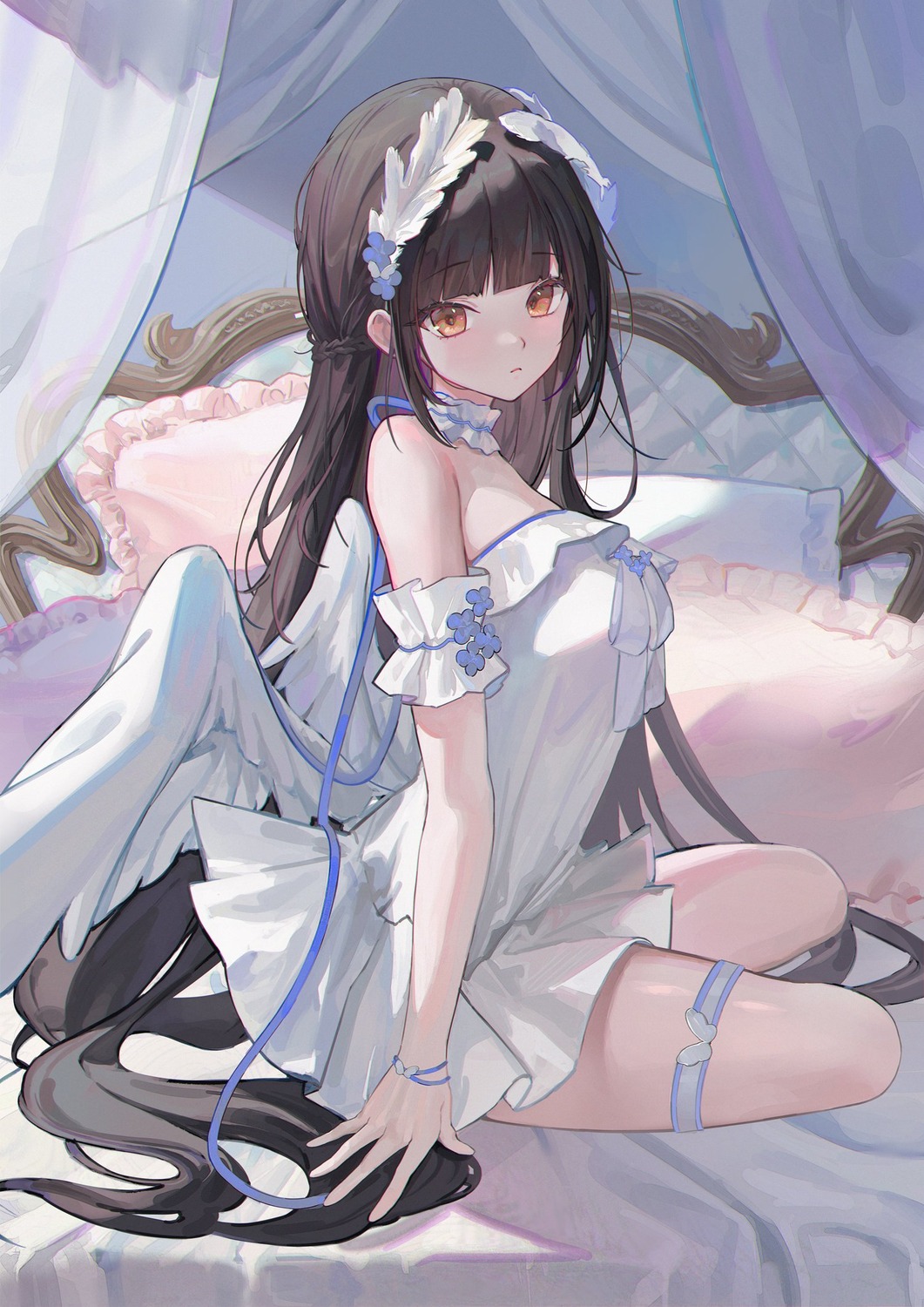 amazu_eyo dress garter indie_virtual_youtuber minncn wings