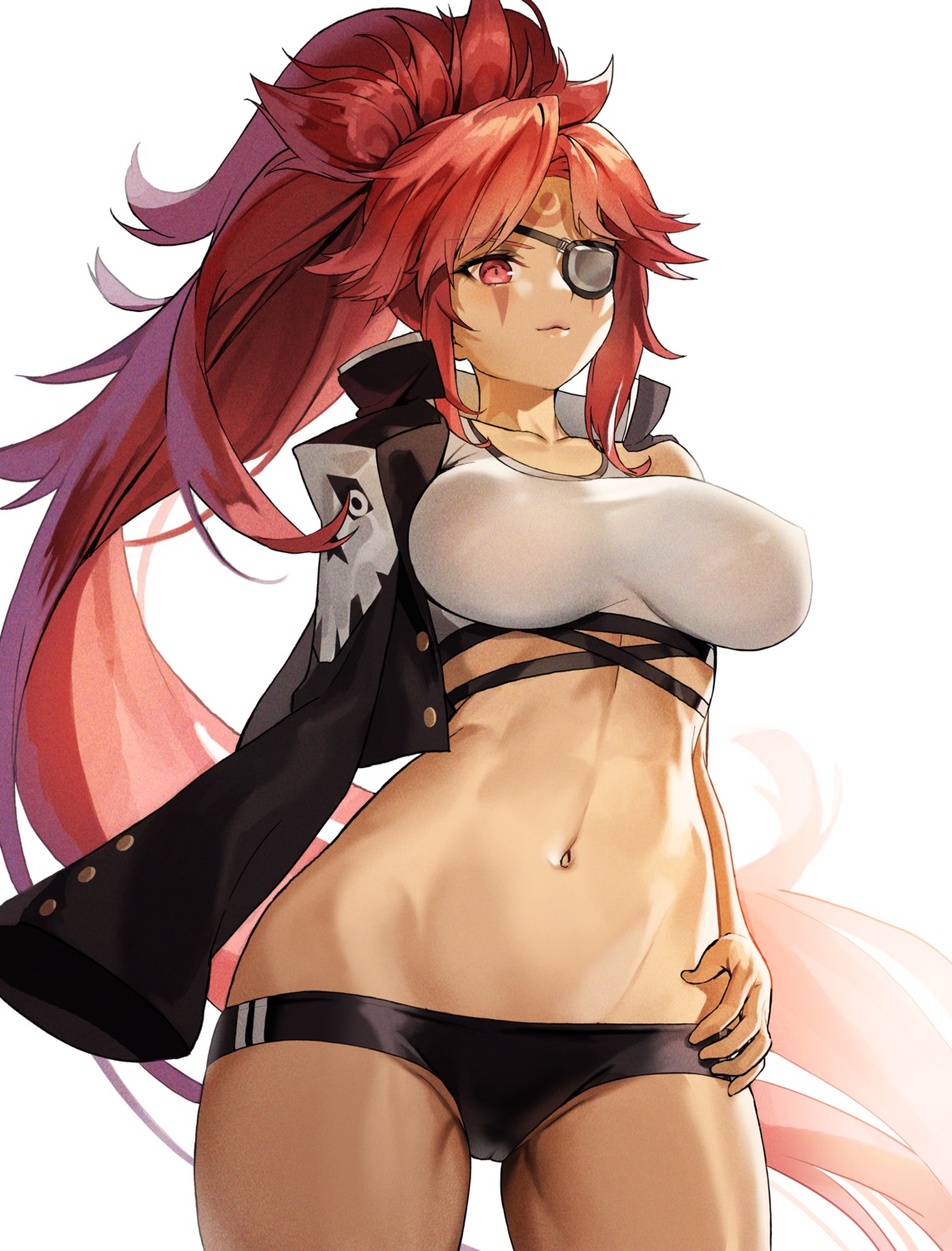 baiken cameltoe erect_nipples eyepatch guilty_gear hyoin pantsu tattoo