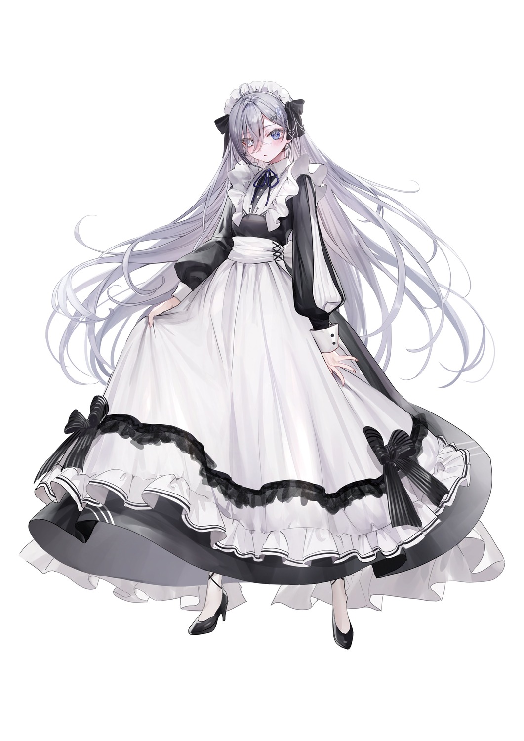 heels heterochromia maid nekometaru shibou_yuugi_de_meshi_o_kuu skirt_lift yuuki_(shibou_yuugi)