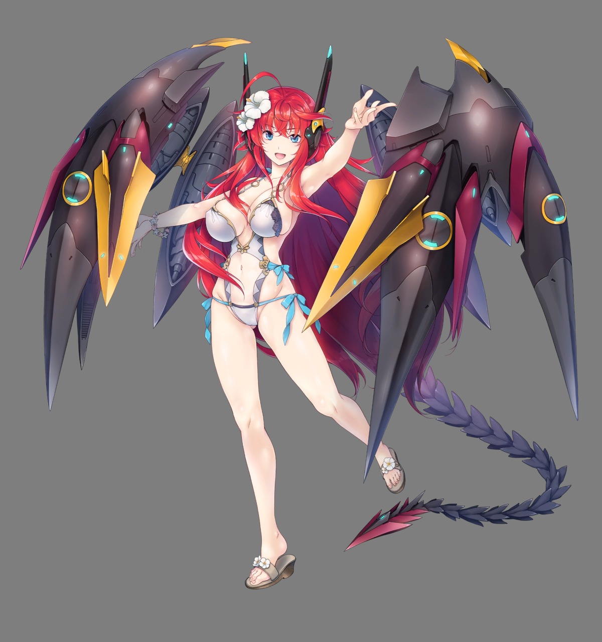 cleavage erect_nipples fantasia_re:build highschool_dxd mecha_musume miyama-zero rias_gremory swimsuits transparent_png weapon