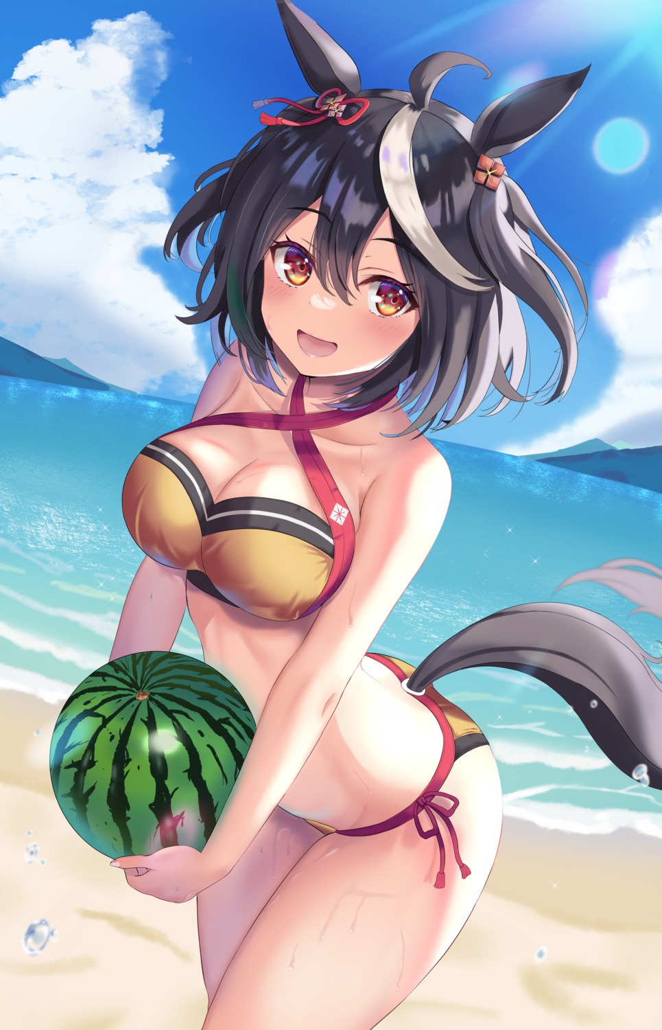 animal_ears bikini kaneki_yushi kitasan_black_(umamusume) swimsuits tail uma_musume_pretty_derby