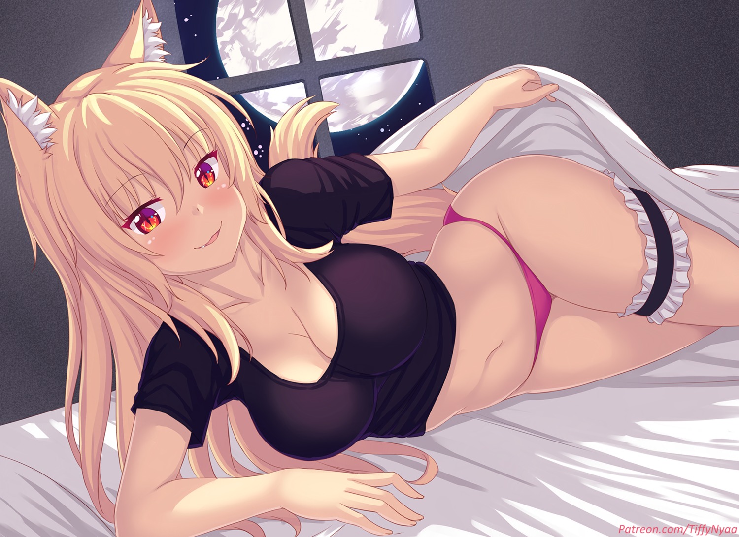 animal_ears cleavage fast-runner-2024 garter nekomimi pantsu tail tiffy