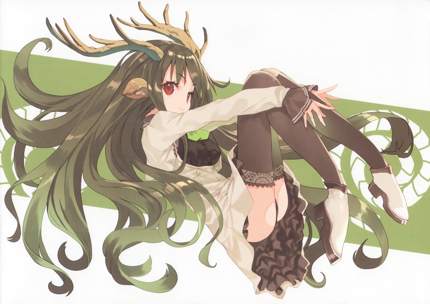 animal_ears ass dress heels horns pantsu shirabi thighhighs