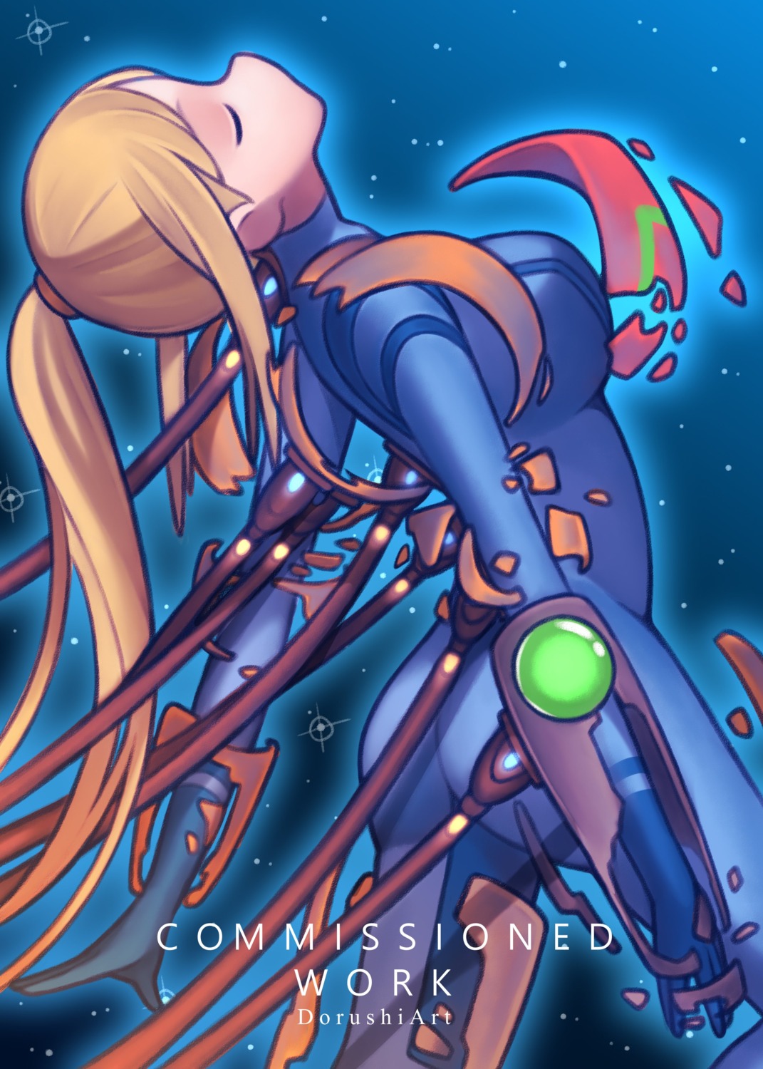 ass bodysuit dorushi metroid samus_aran torn_clothes weapon