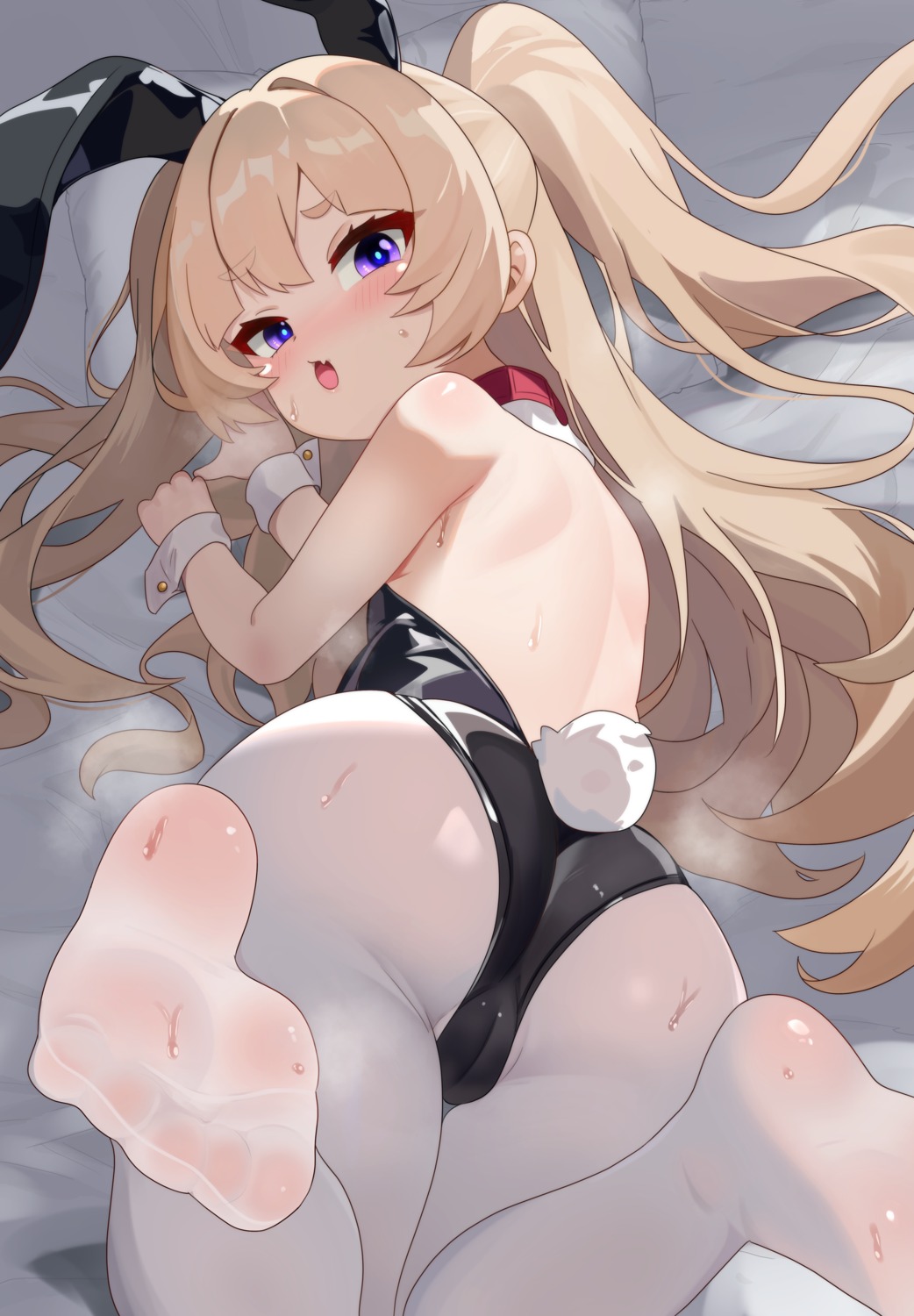 animal_ears ass azur_lane bache_(azur_lane) bunny_ears bunny_girl cameltoe feet igarashi_gozo loli no_bra pantyhose tail wet