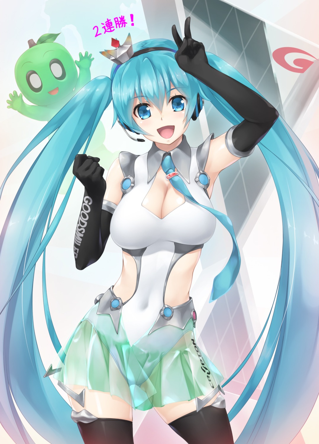 cleavage goodsmile_racing hatsune_miku racing_miku see_through thighhighs vocaloid wacchi