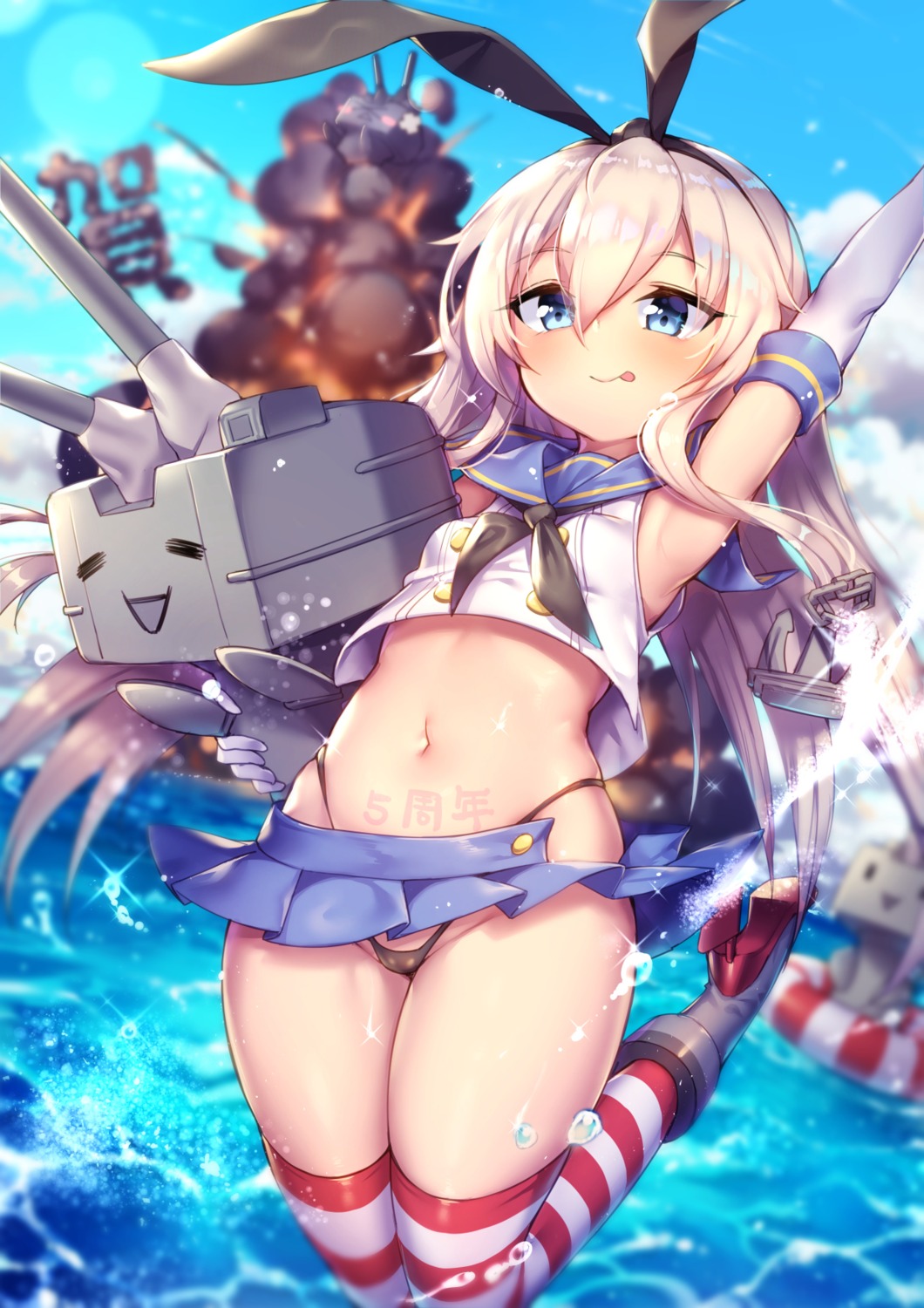 cameltoe heels kantai_collection rensouhou-chan shennai_misha shimakaze_(kancolle) thighhighs thong