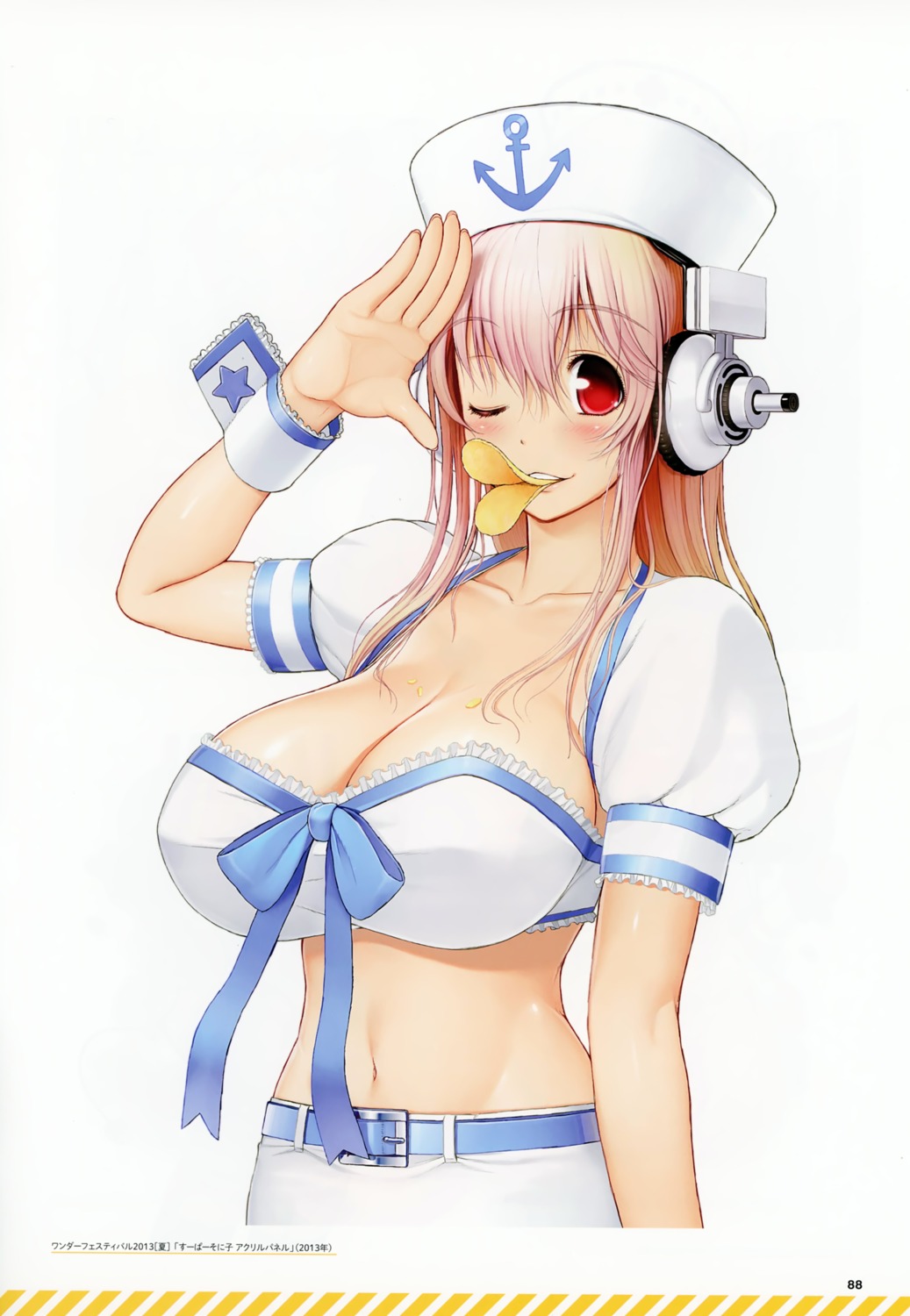 bleed_through cleavage cropme headphones sonico super_sonico tsuji_santa