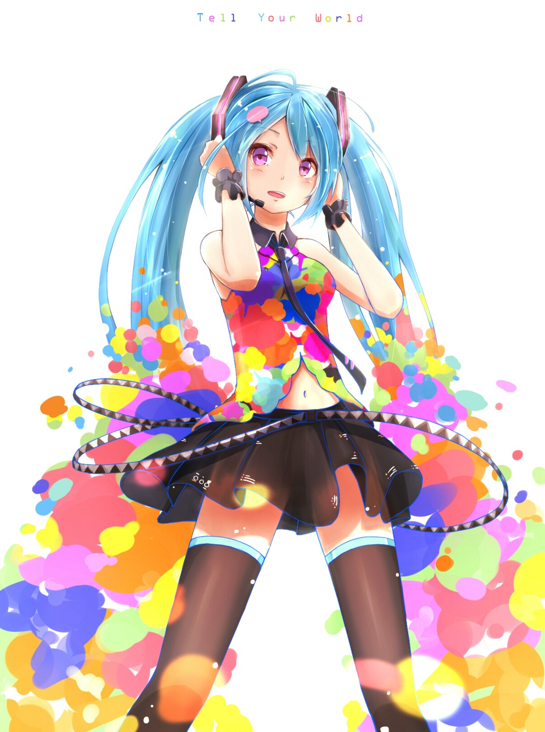 hatsune_miku minamito see_through tell_your_world_(vocaloid) thighhighs vocaloid