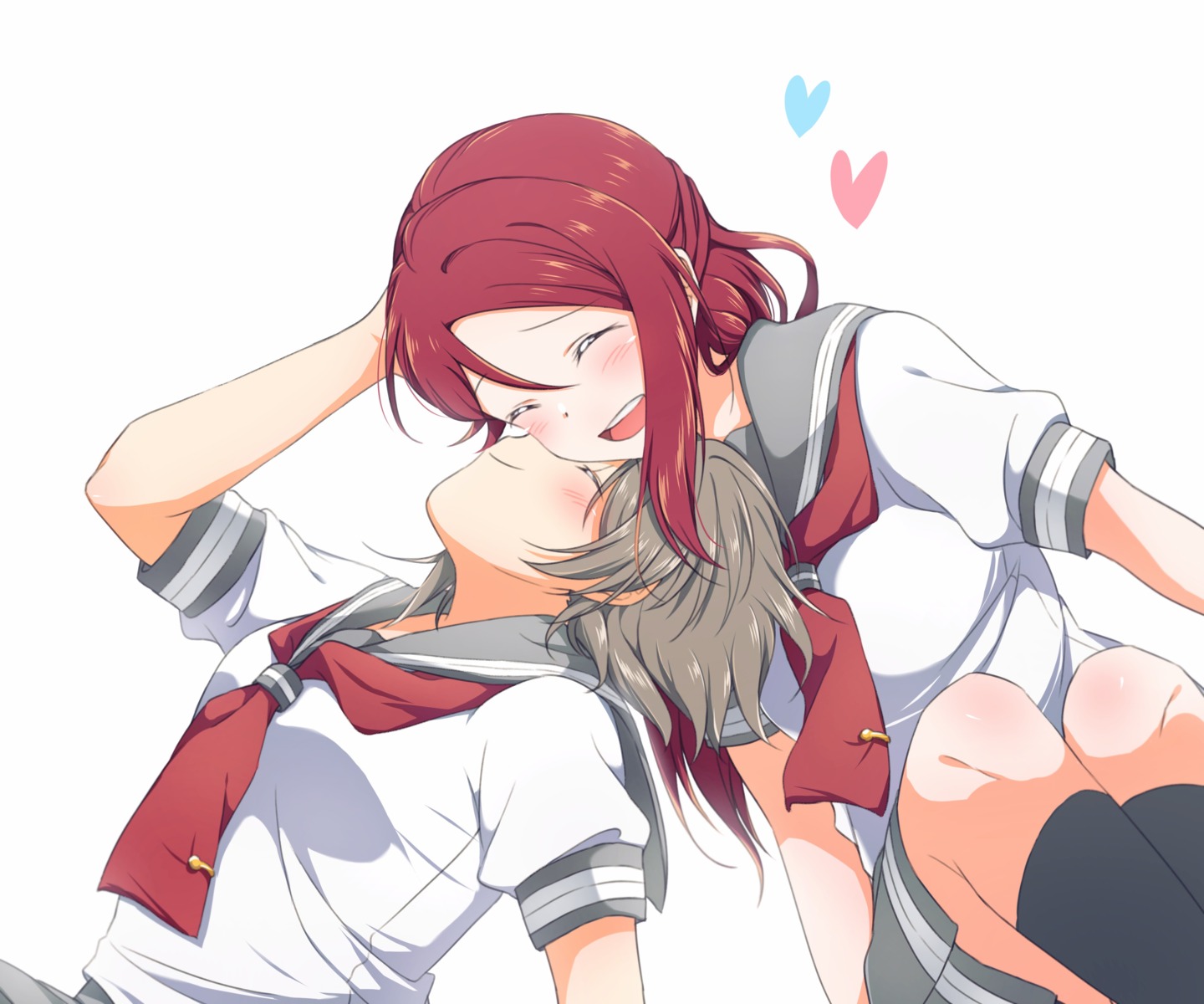 love_live!_sunshine!! sakurauchi_riko seifuku watanabe_you yuchi_(salmon-1000) yuri