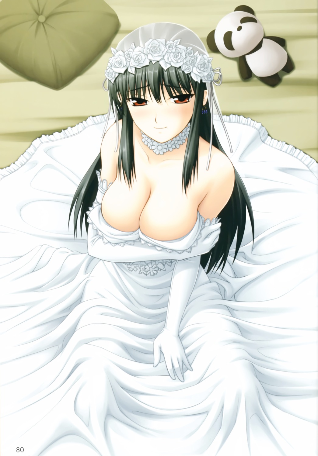 breast_hold cleavage dress kimi_ga_aruji_de_shitsuji_ga_ore_de kuonji_shinra minato_soft see_through shironeko_sanbou wedding_dress