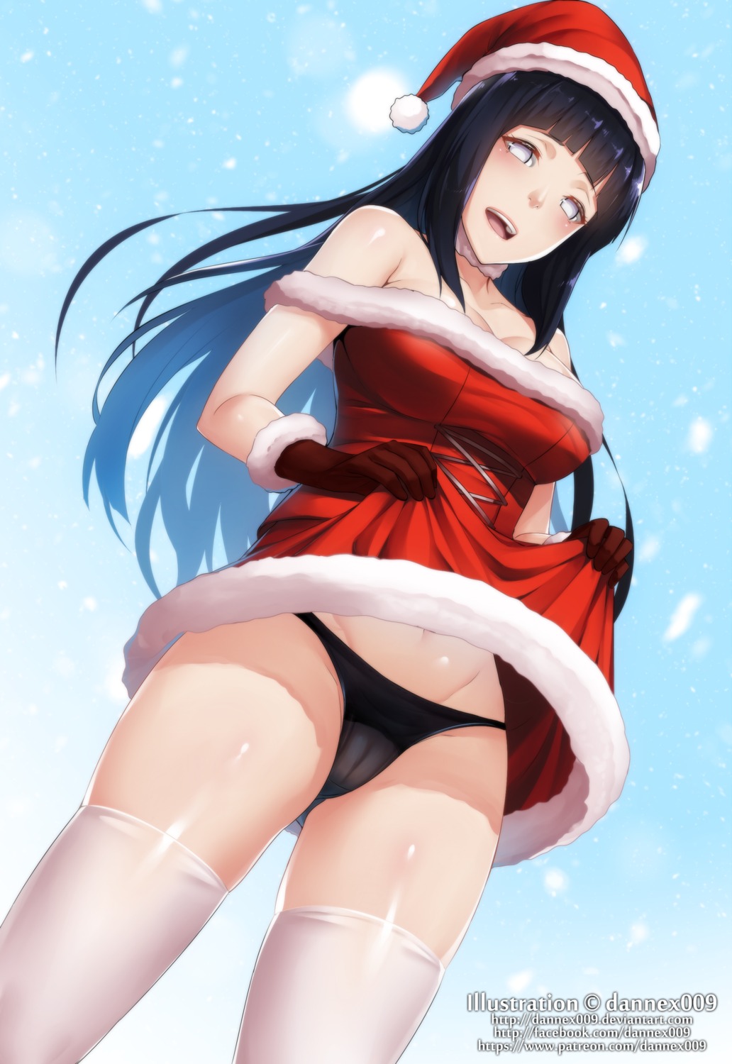 dannex009 naruto hyuuga hinata cameltoe christmas cleavage dress pantsu  skirt lift thighhighs | #503541 | yande.re