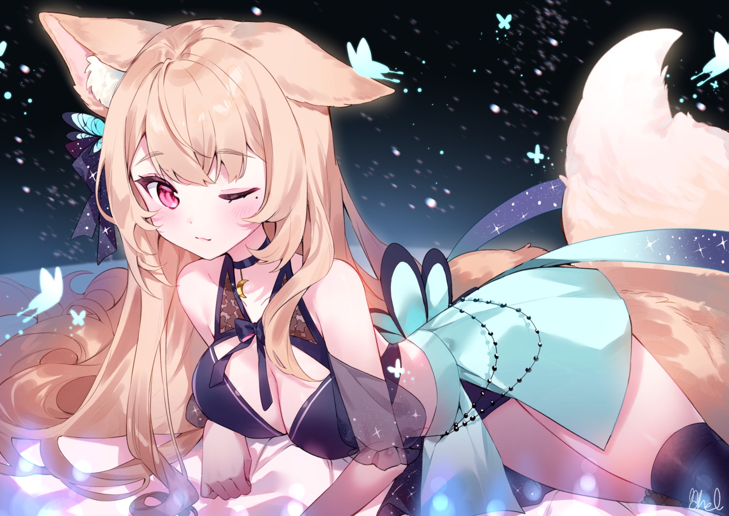 animal_ears cheli_(kso1564) tail thighhighs