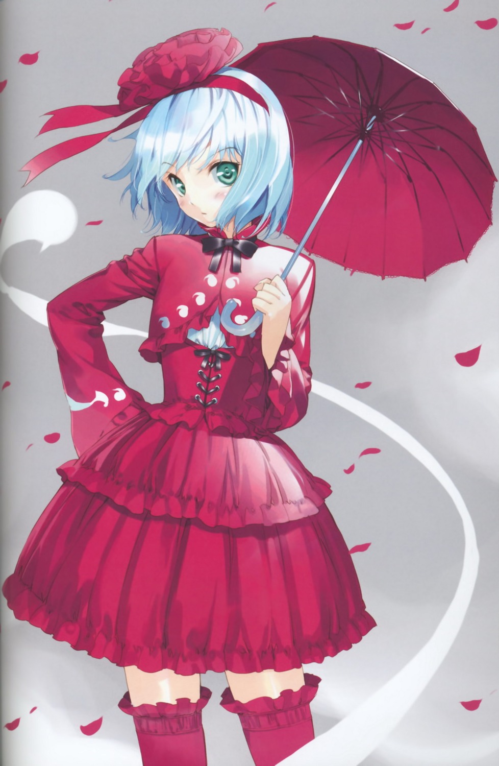 binding_discoloration konpaku_youmu lolita_fashion thighhighs touhou ueda_ryou umbrella