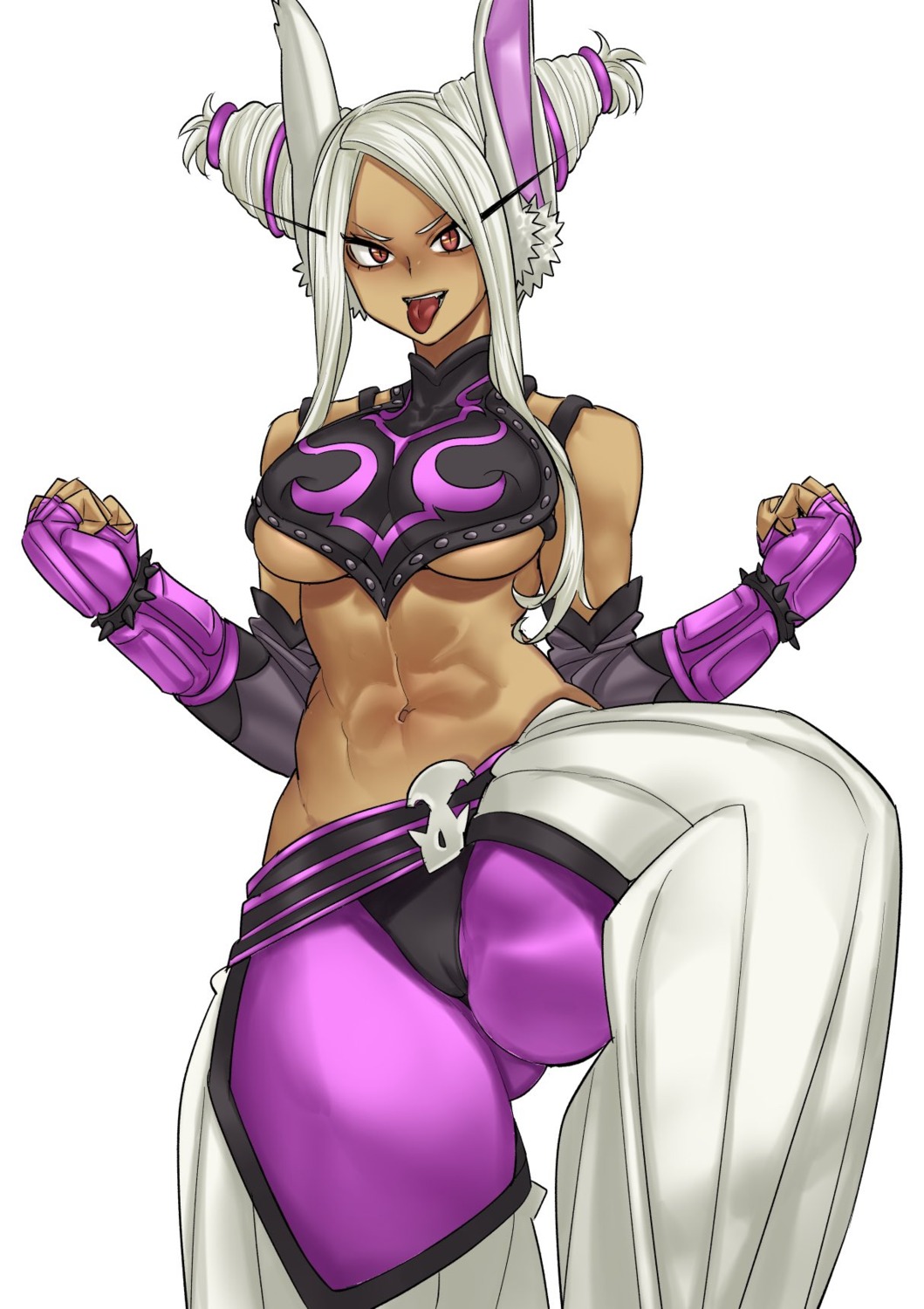 animal_ears boku_no_hero_academia bunny_ears cameltoe cosplay erect_nipples han_juri no_bra pantsu pantyhose shosho_oekaki street_fighter underboob usagiyama_rumi