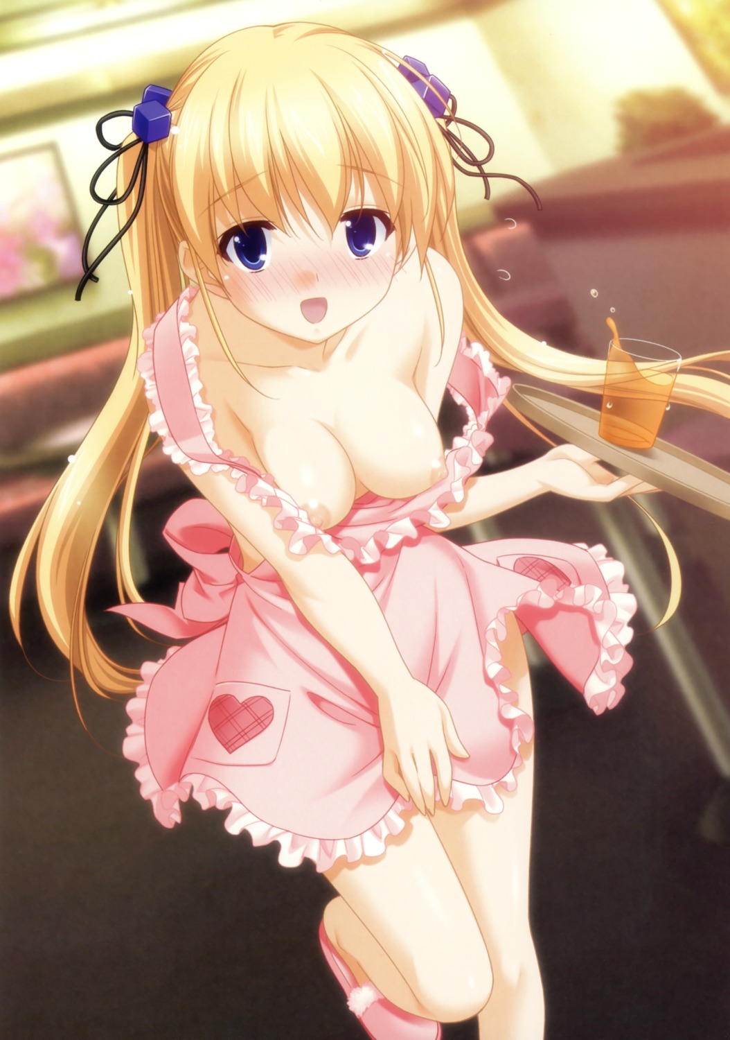 breasts kani_biimu mukai_mana naked_apron nami_no_manimani nipples