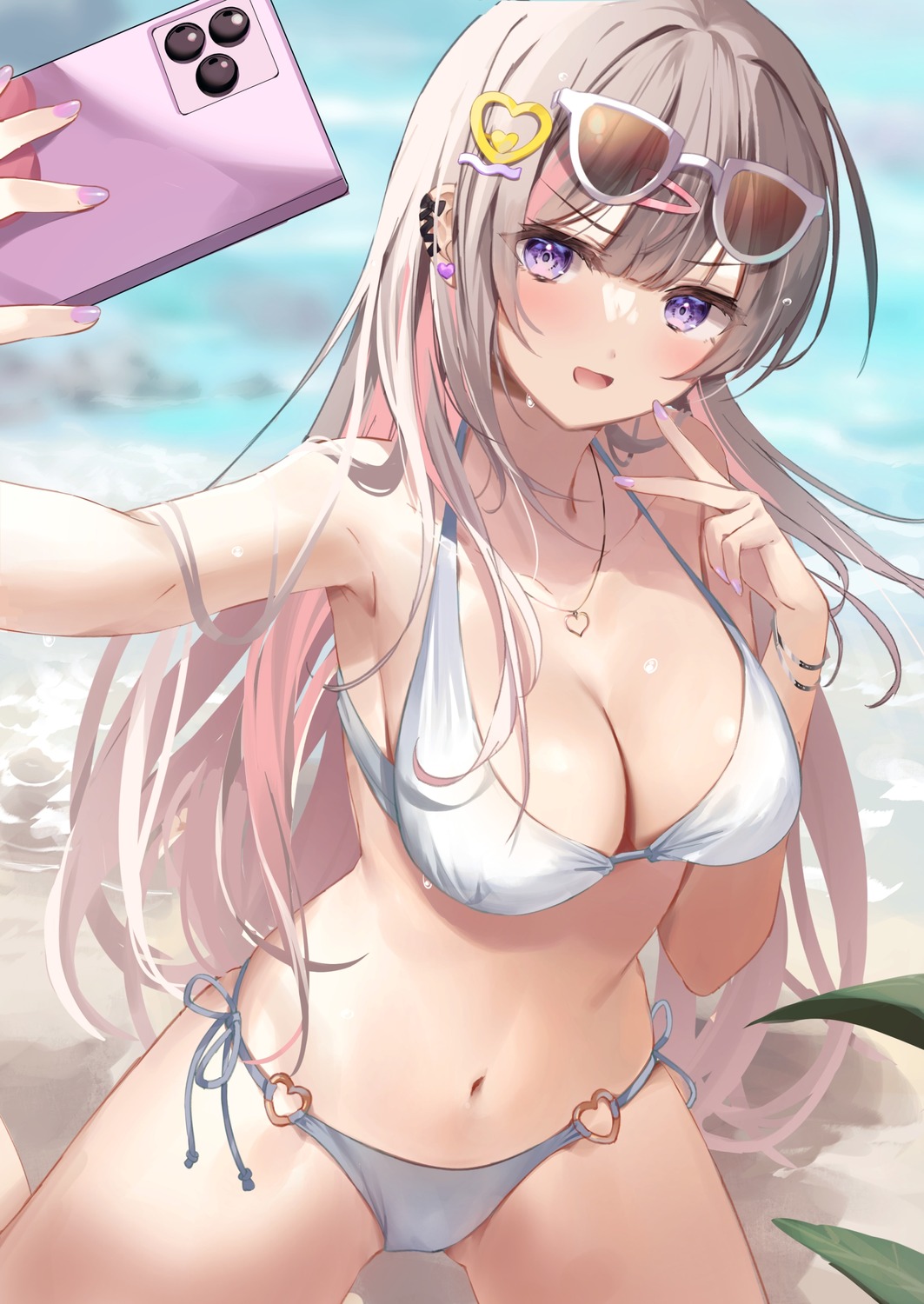 bikini chiro_(norishiro_michiro) megane selfie swimsuits