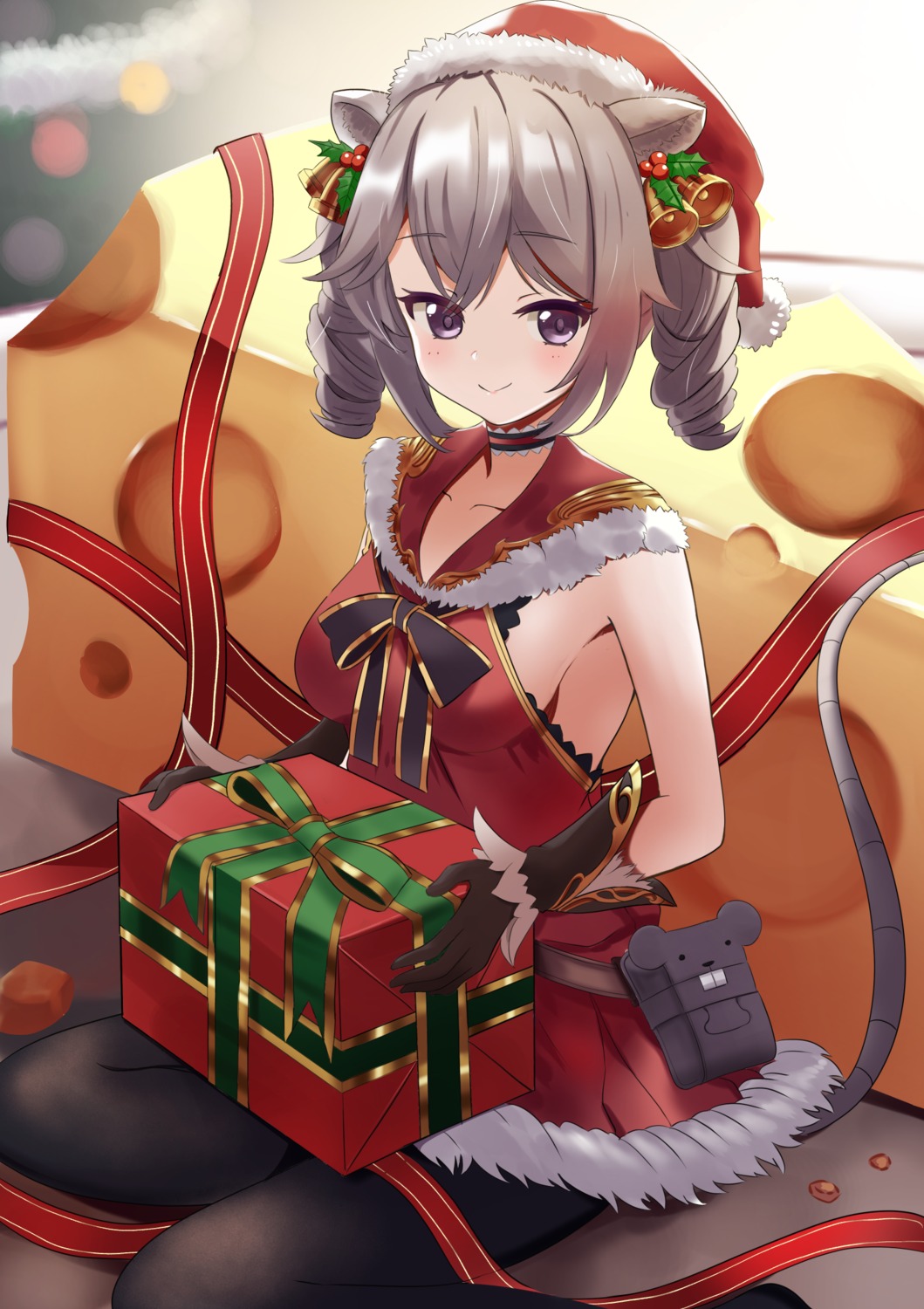 animal_ears christmas dress manjirou pantyhose tail