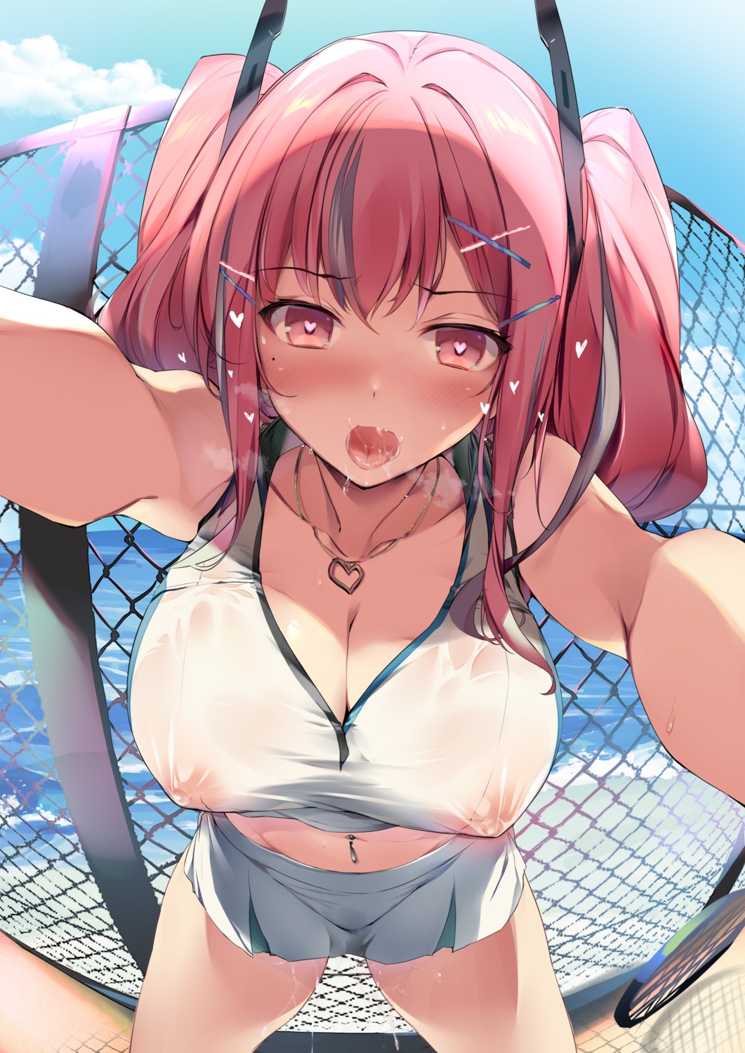 azur_lane bremerton_(azur_lane) karory nipples no_bra pussy_juice see_through wet_clothes