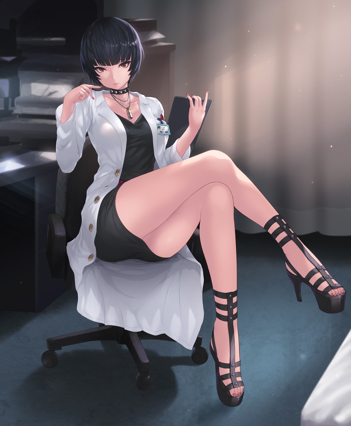 business_suit cait heels persona_5 skirt_lift