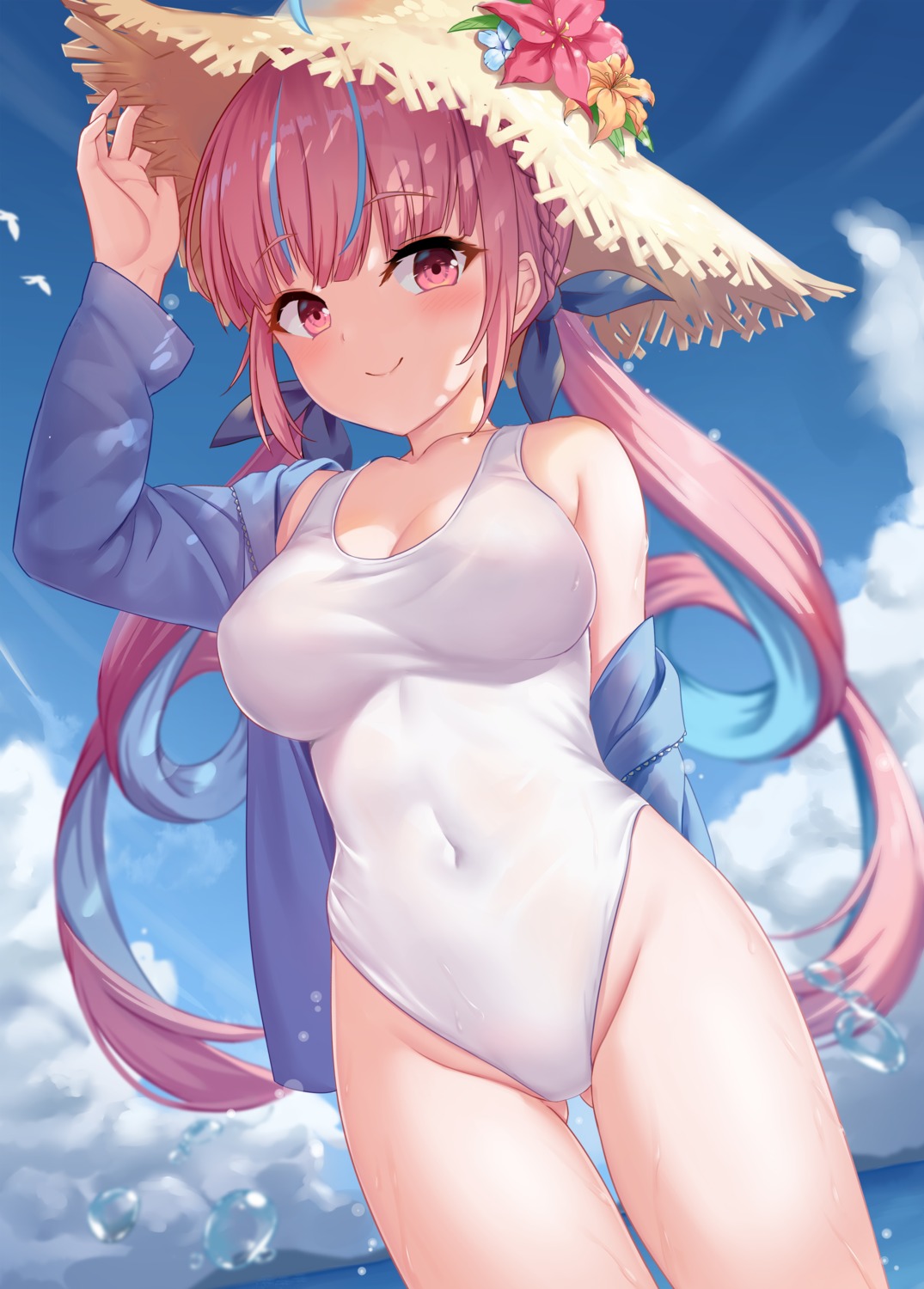 hololive milkshake_(artist) minato_aqua swimsuits