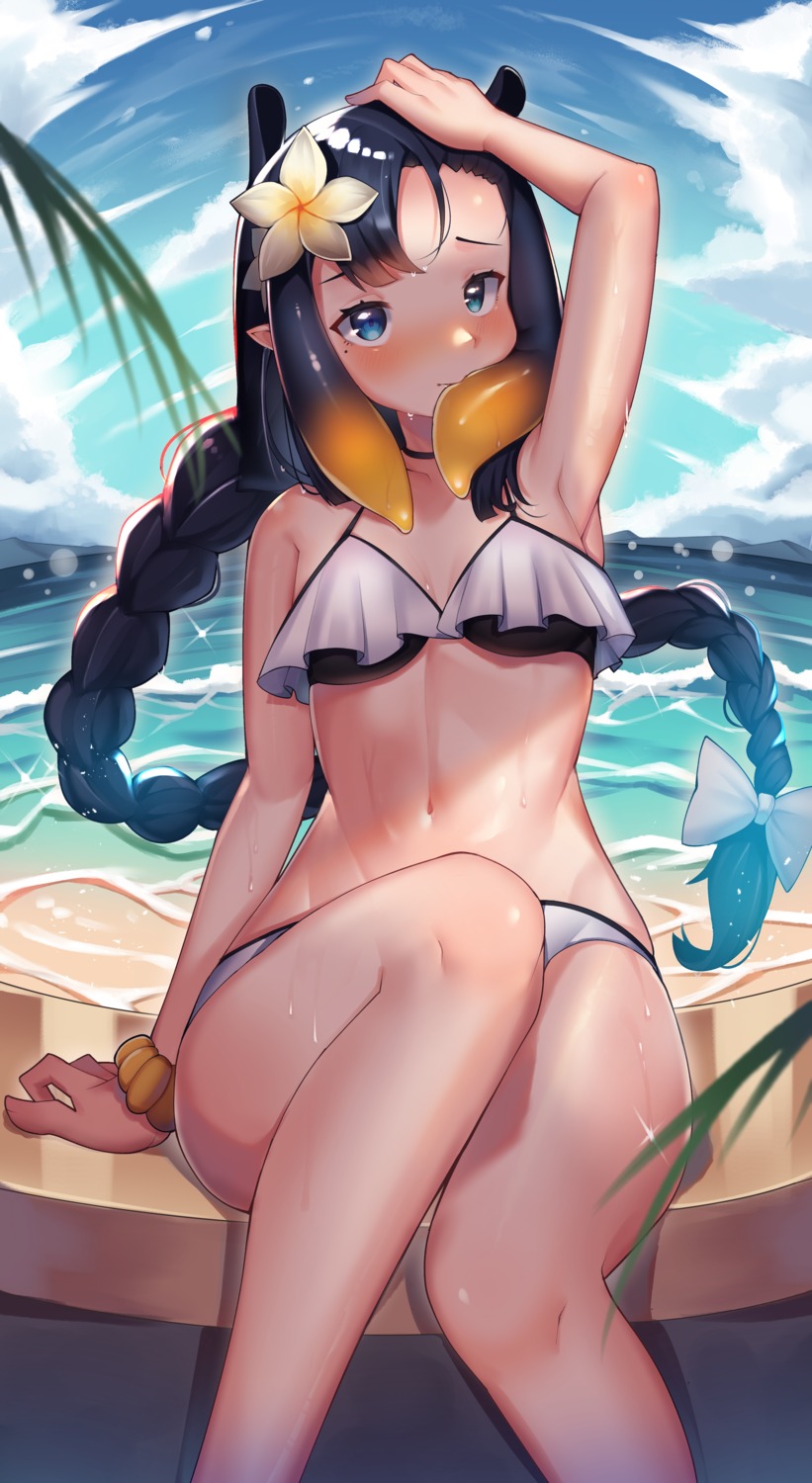 bikini hololive hololive_english libratul ninomae_ina'nis pointy_ears swimsuits