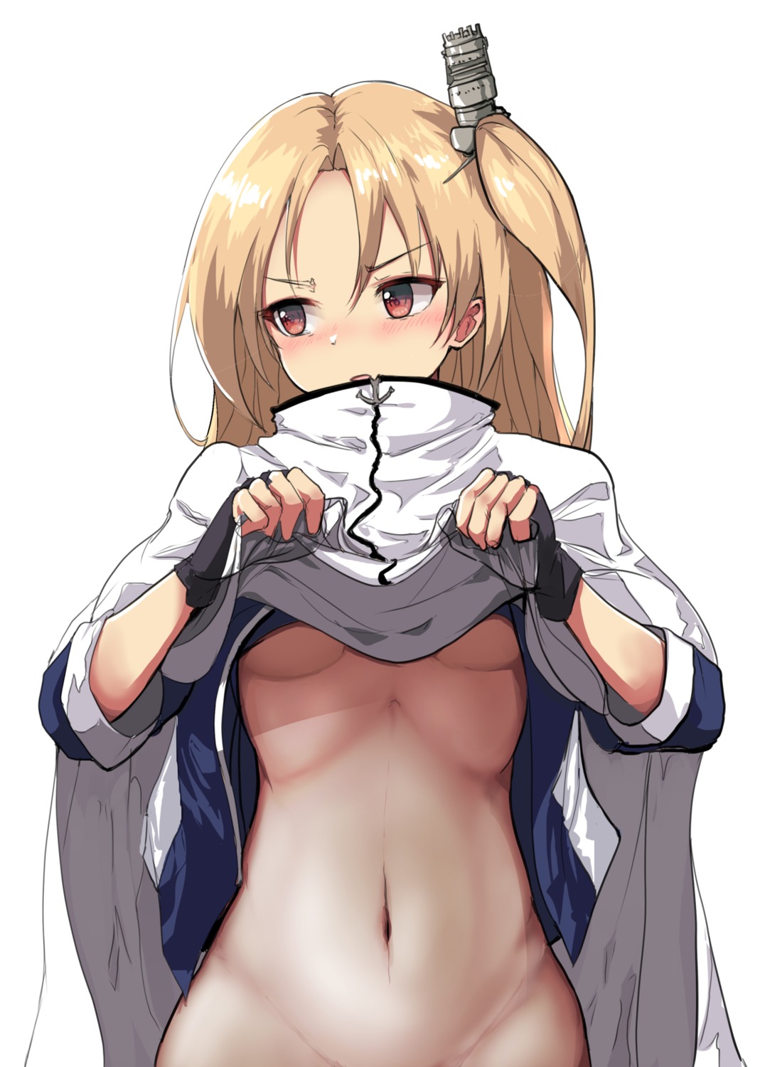 azur_lane bottomless cleveland_(azur_lane) no_bra nopan shirt_lift take_(trude1945oneetyan) underboob