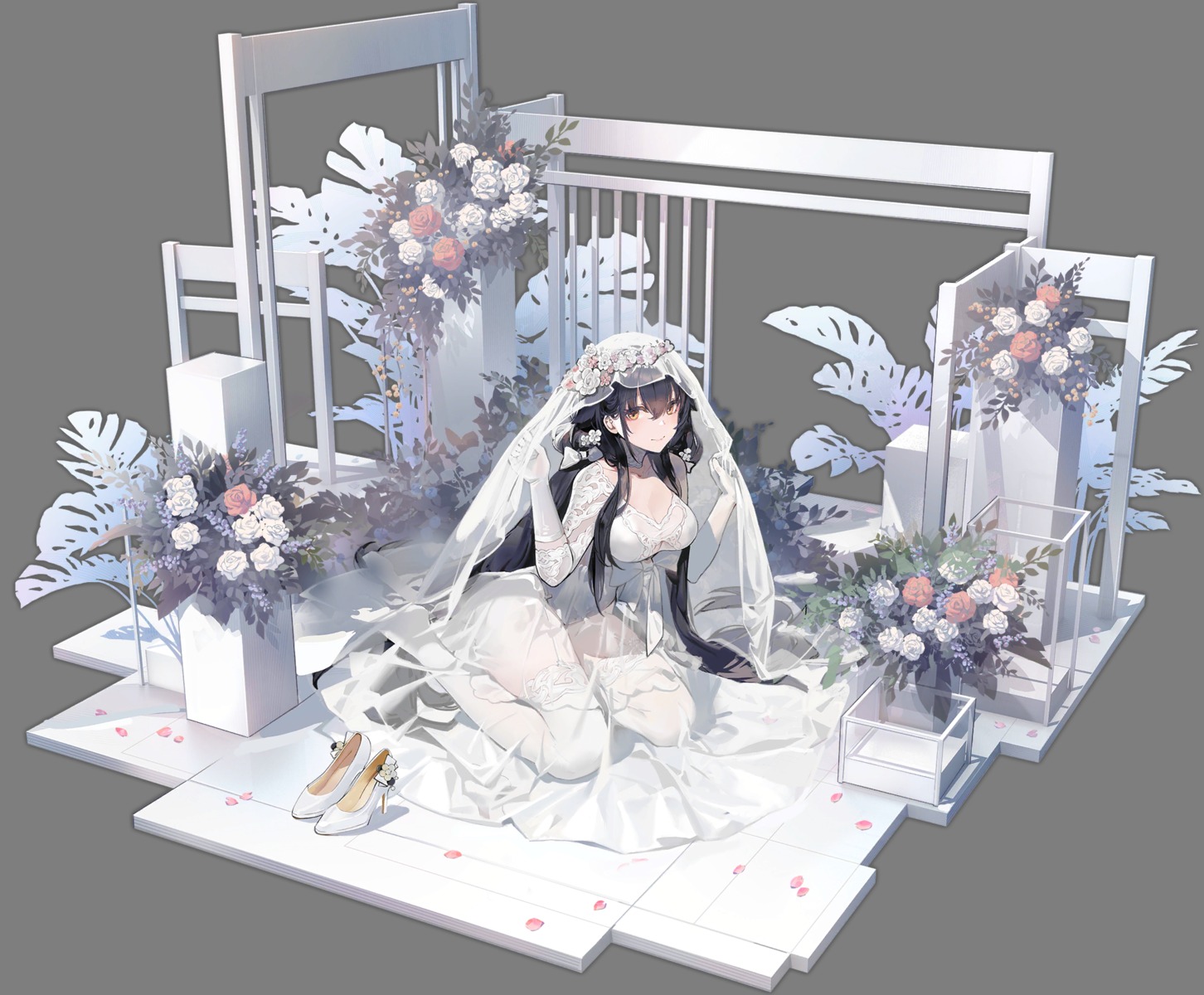 azuma_(azur_lane) azur_lane cleavage dress kishiyo see_through stockings thighhighs transparent_png wedding_dress