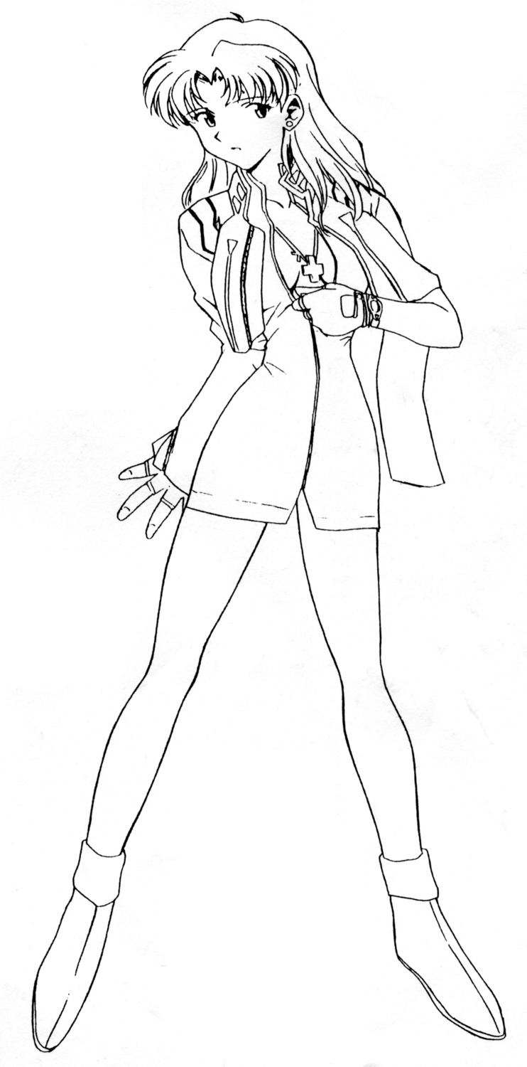 katsuragi_misato monochrome neon_genesis_evangelion