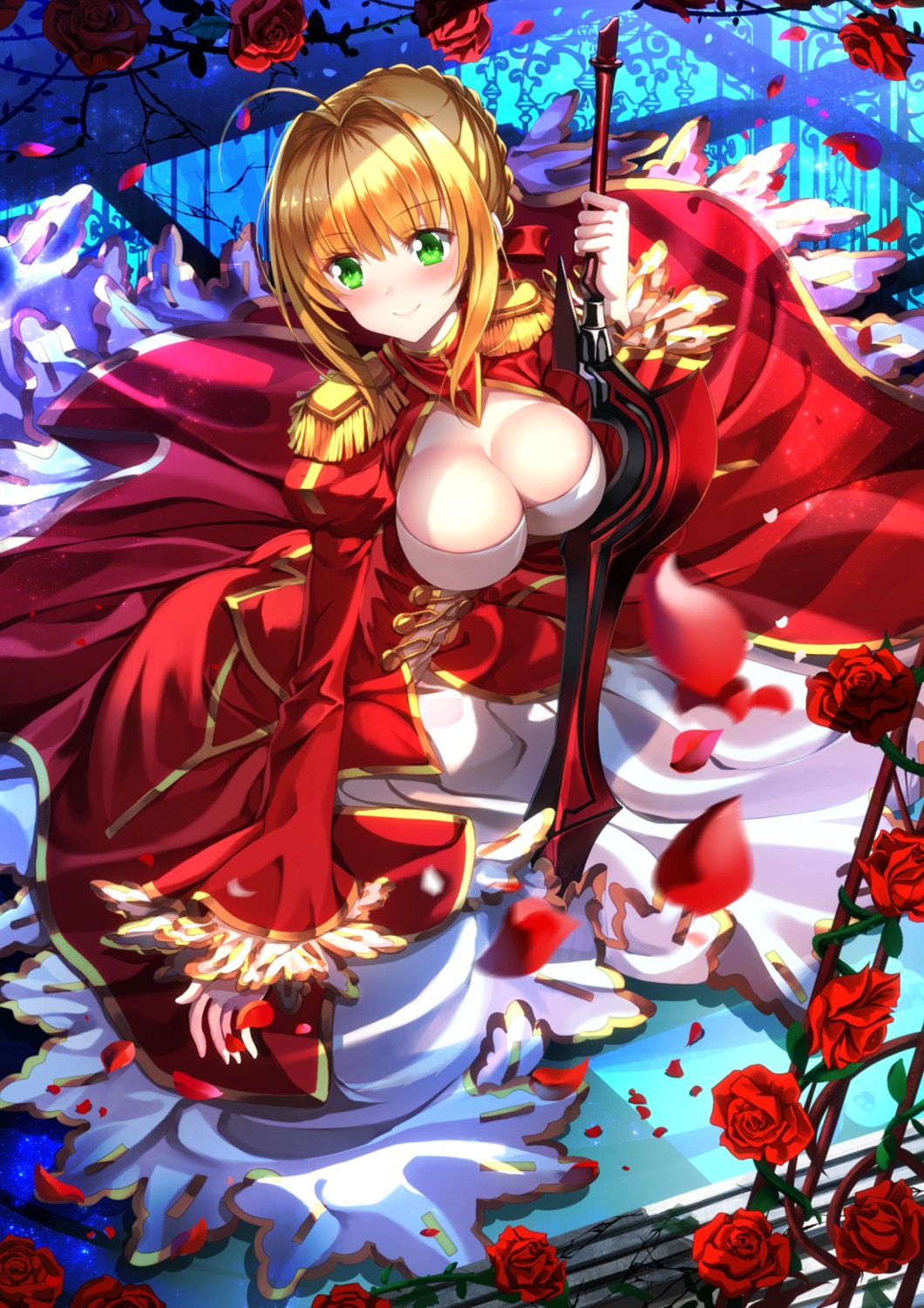 cleavage dress fate/extra fate/grand_order fate/stay_night saber_extra sword swordsouls
