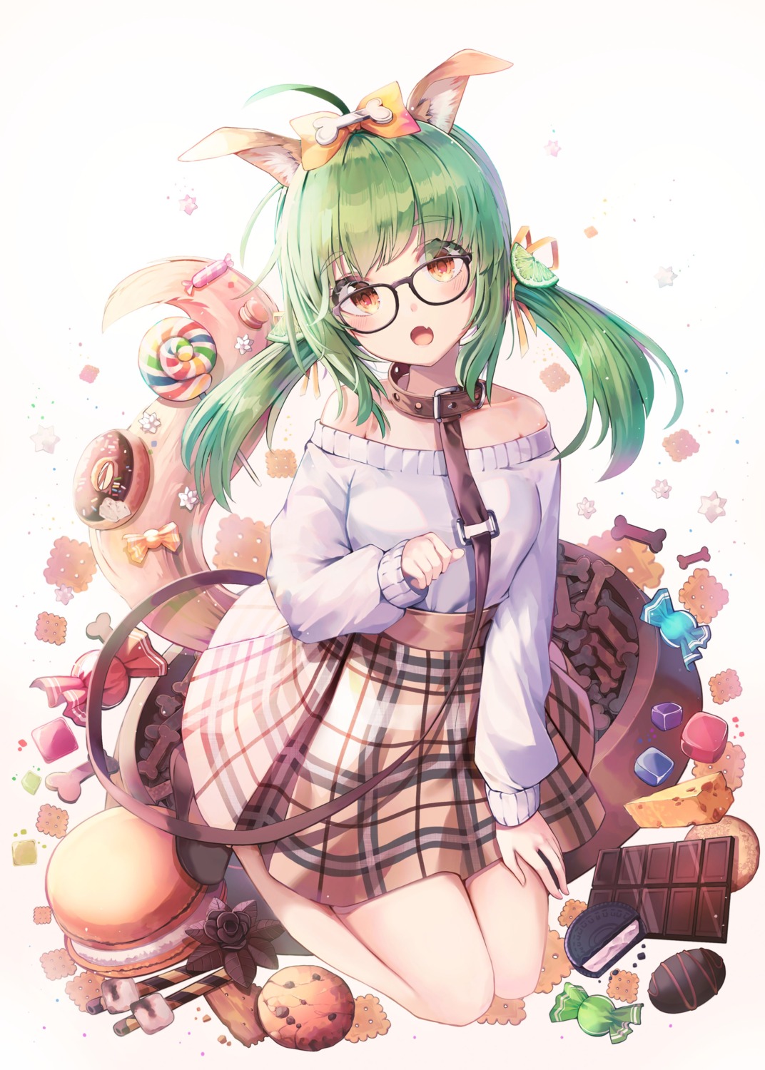 animal_ears animal_ears_(artist) megane sweater tail