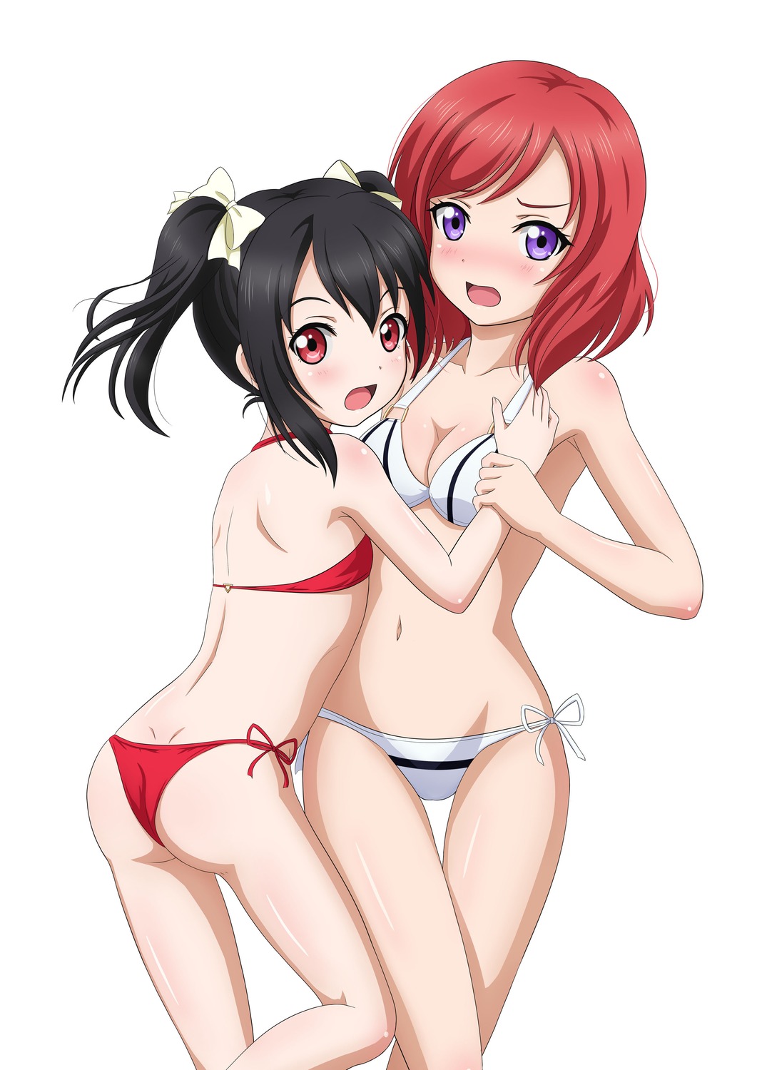 ass bikini cleavage loli love_live! nishikino_maki rere_(artist) swimsuits thong yazawa_nico