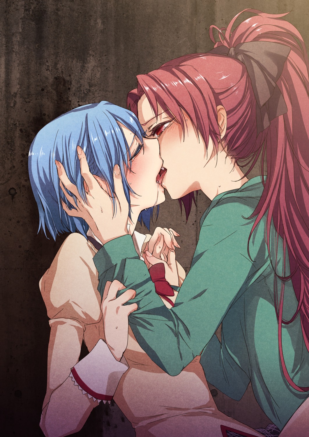 matilda miki_sayaka puella_magi_madoka_magica sakura_kyouko seifuku yuri