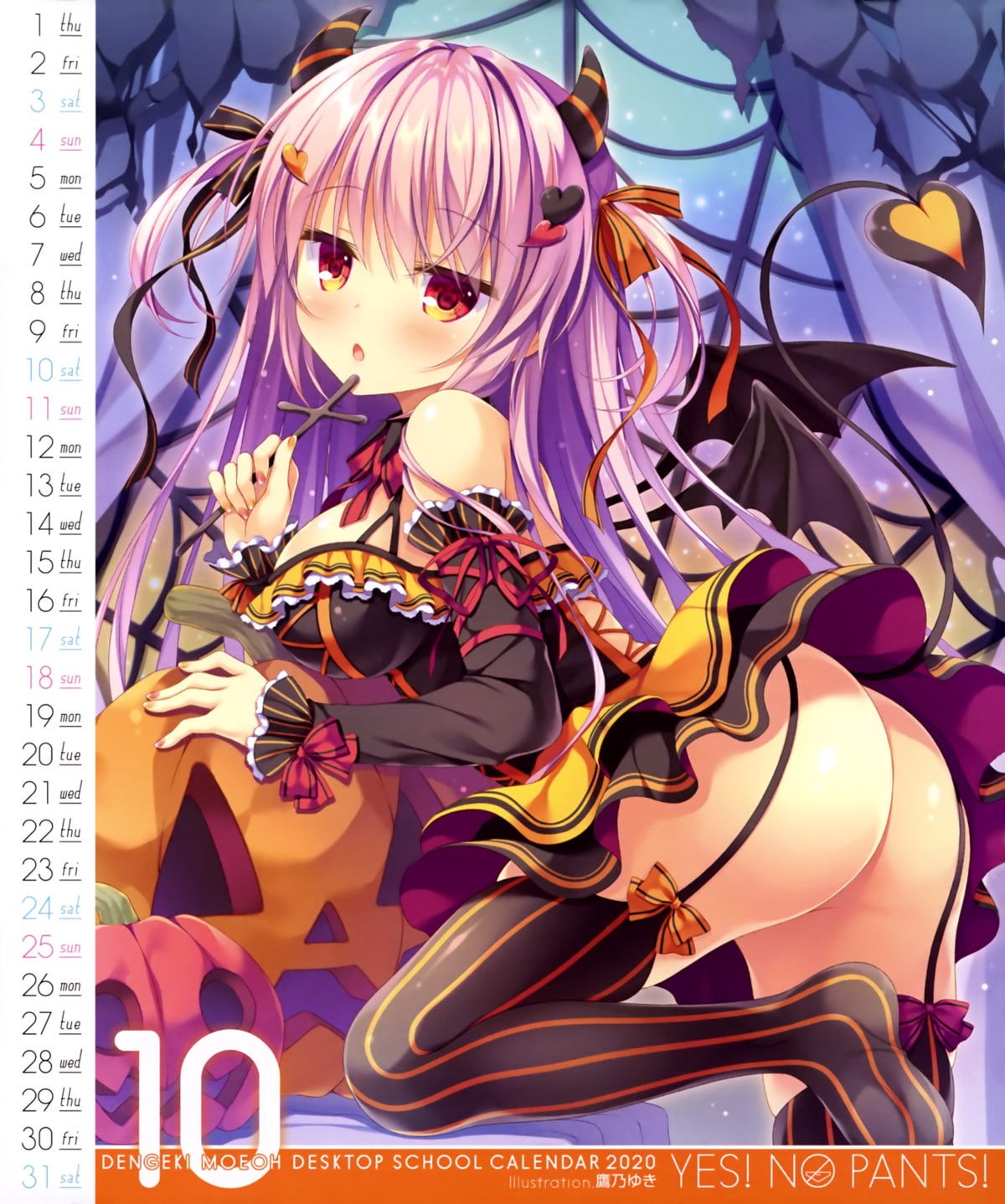 ass calendar halloween horns lolita_fashion nopan skirt_lift stockings tail takano_yuki thighhighs wings